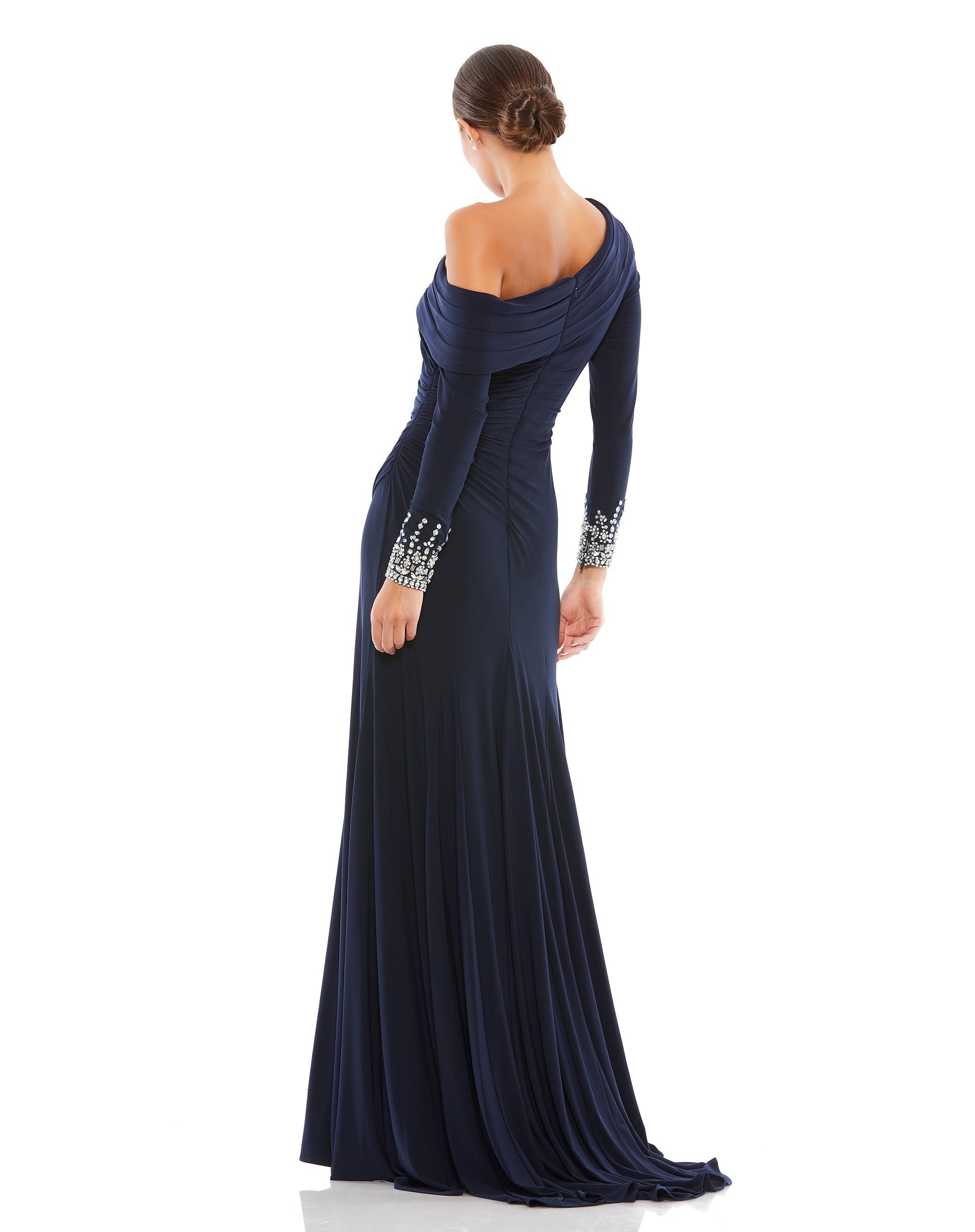 Shop Beaded Cuff Drop Shoulder Faux Wrap Gown Online