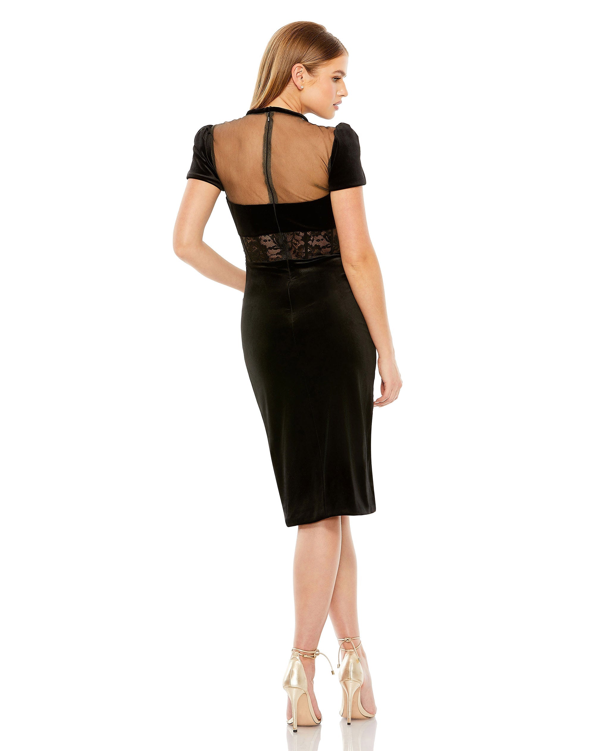Shop Short Sleeve Sheer Top Lace Bustier Dress Online