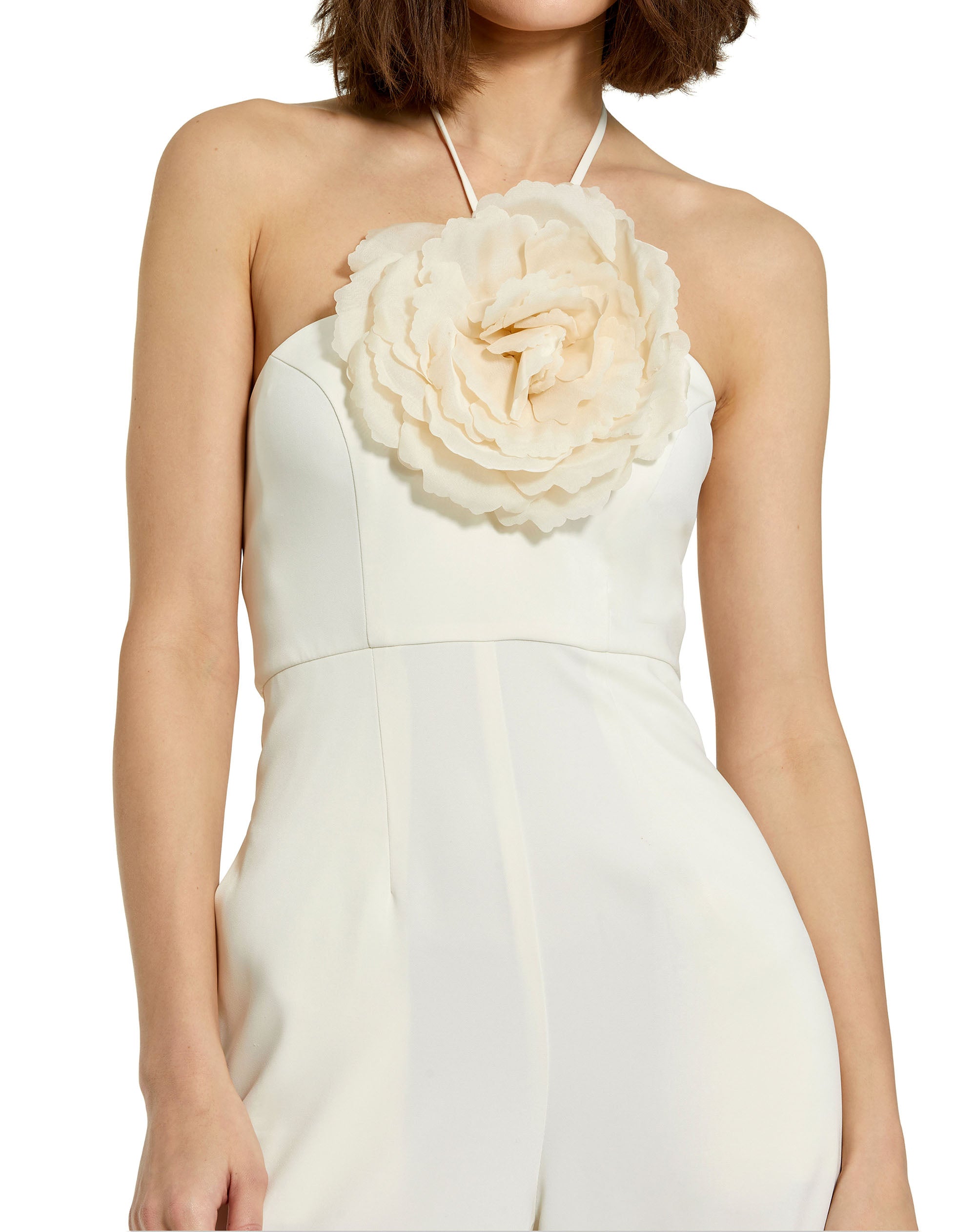 Shop Crepe Halter Neck Jumpsuit With Flower Online