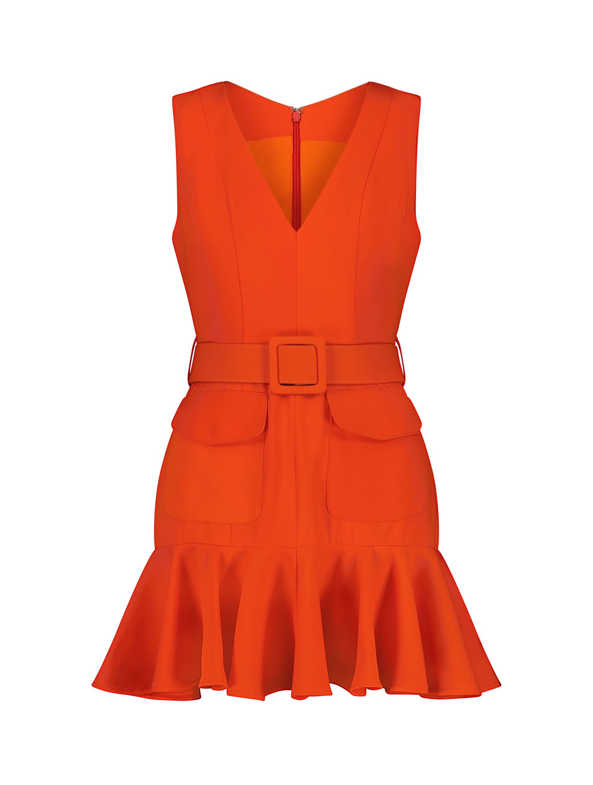 Shop Crepe Sleeveless Mini Dress With Belt And Pockets Online