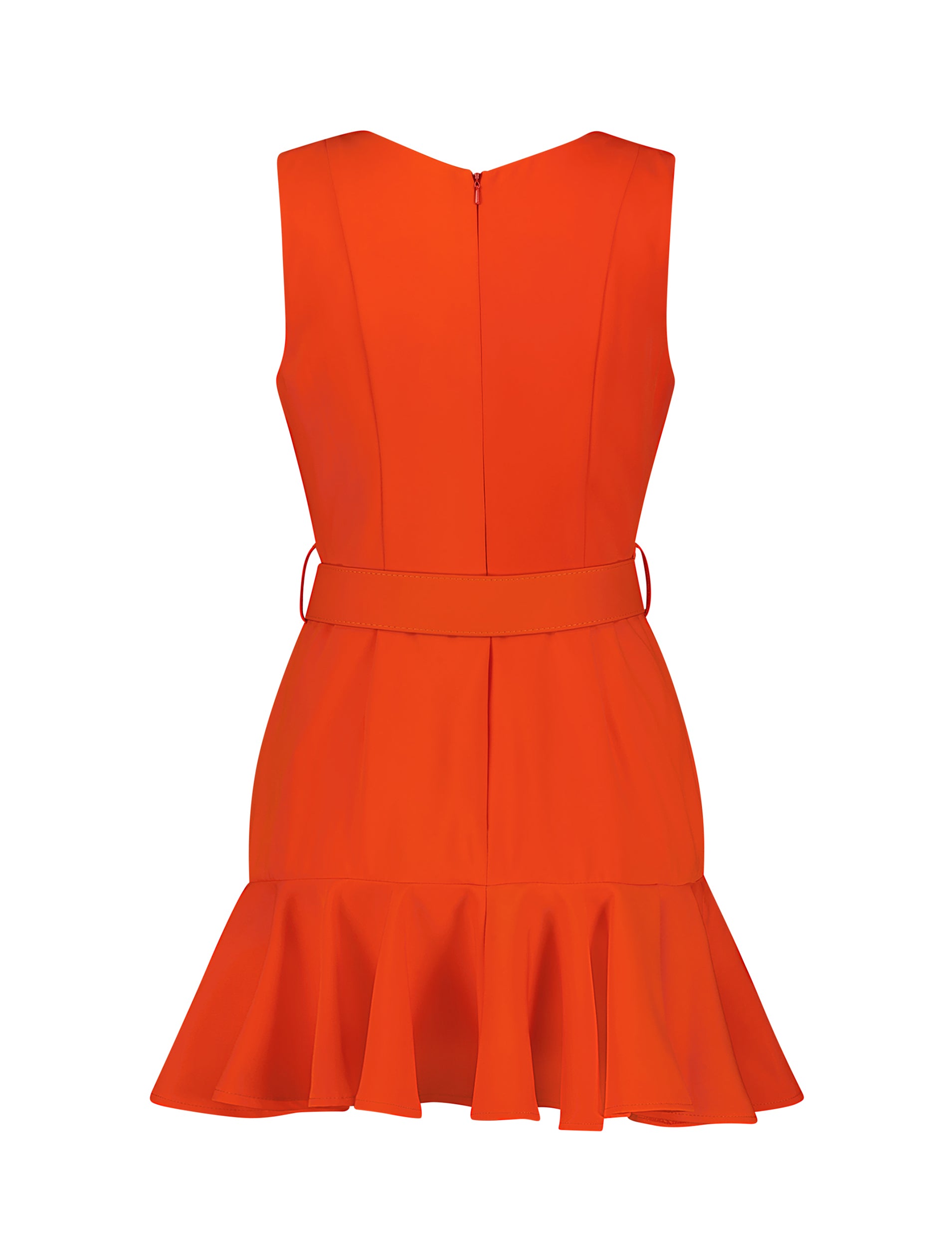 Shop Crepe Sleeveless Mini Dress With Belt And Pockets Online
