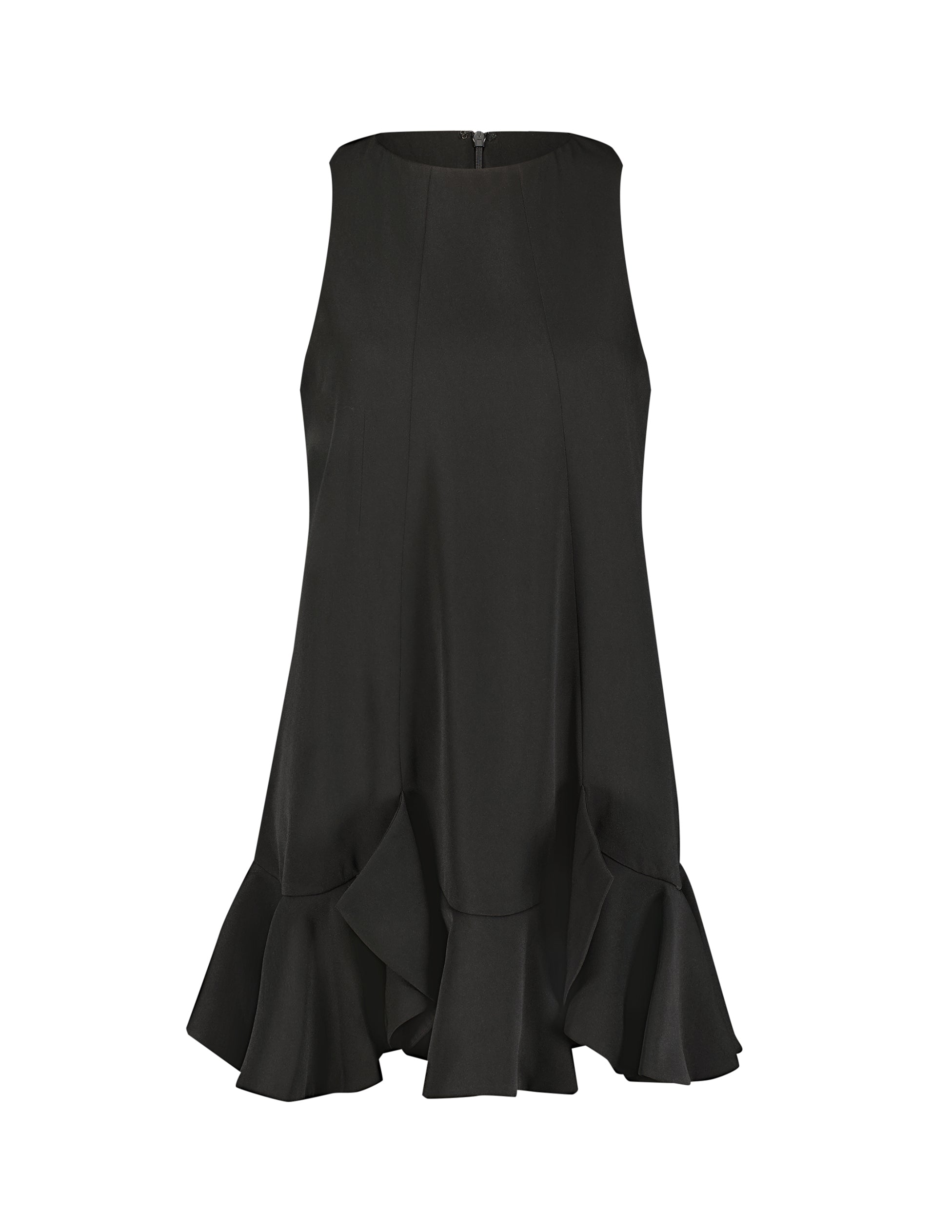 Shop Crepe Sleeveless Mini Dress With Ruffle Hem Online