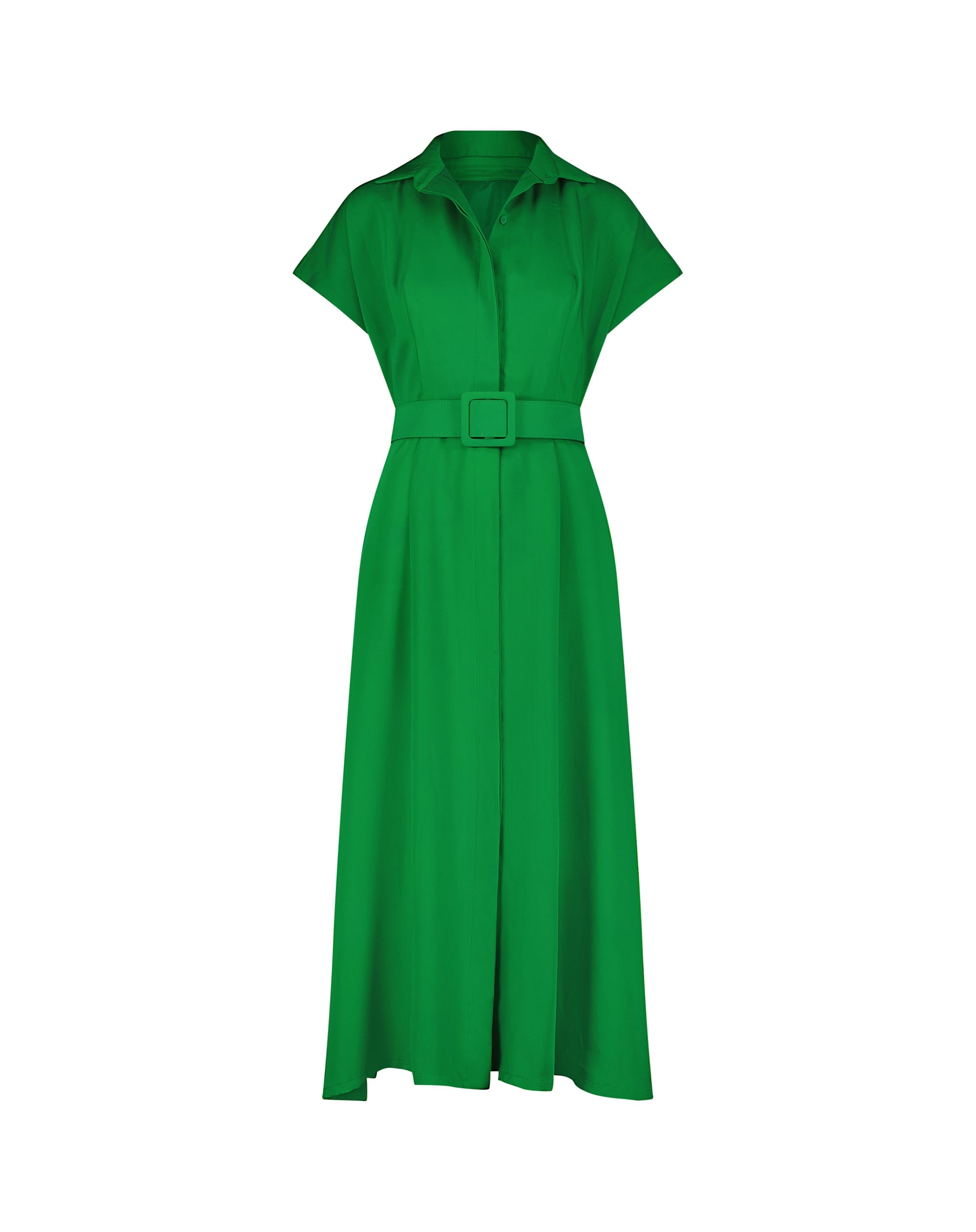 Shop Crepe Collared Short Sleeve Midi Dress With Belt Online