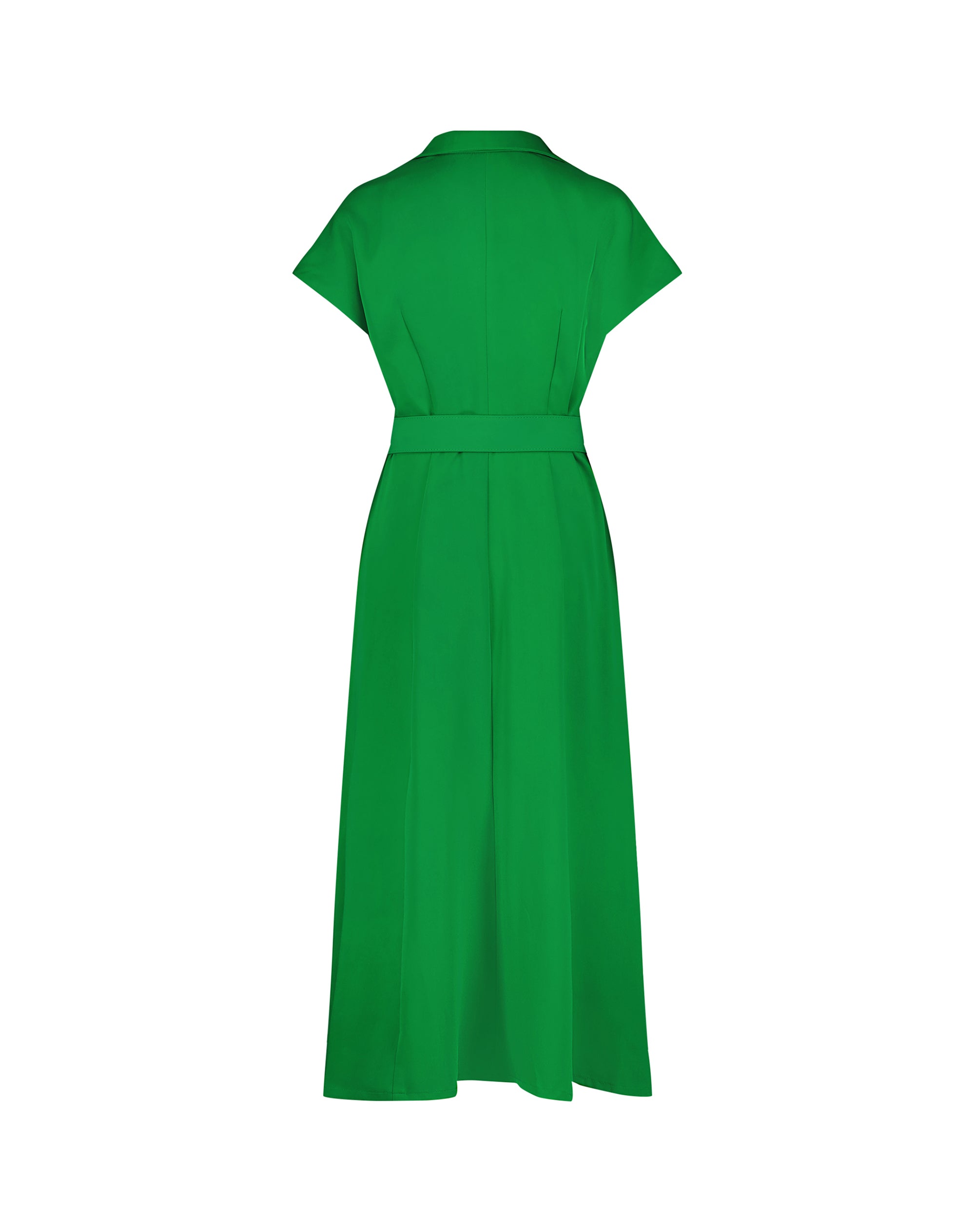 Shop Crepe Collared Short Sleeve Midi Dress With Belt Online
