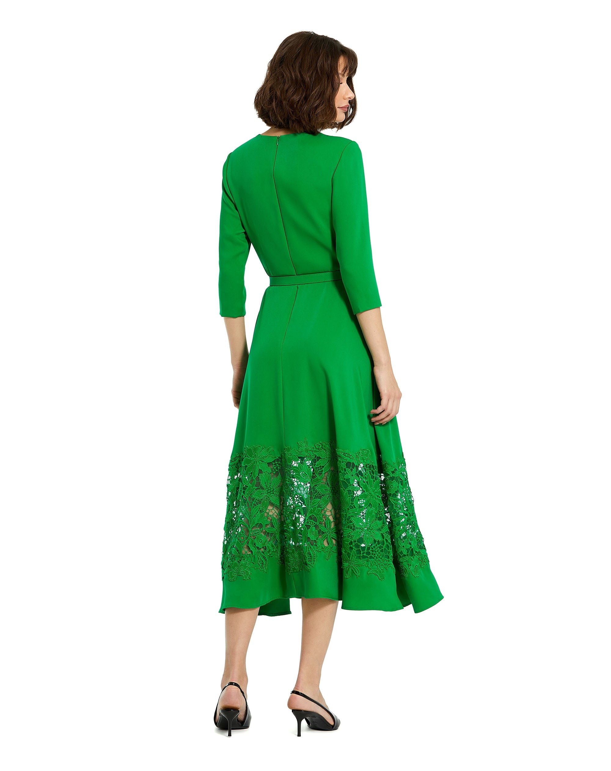 Shop Crepe Boat Neck Midi Dress With Applique Cut Out Online
