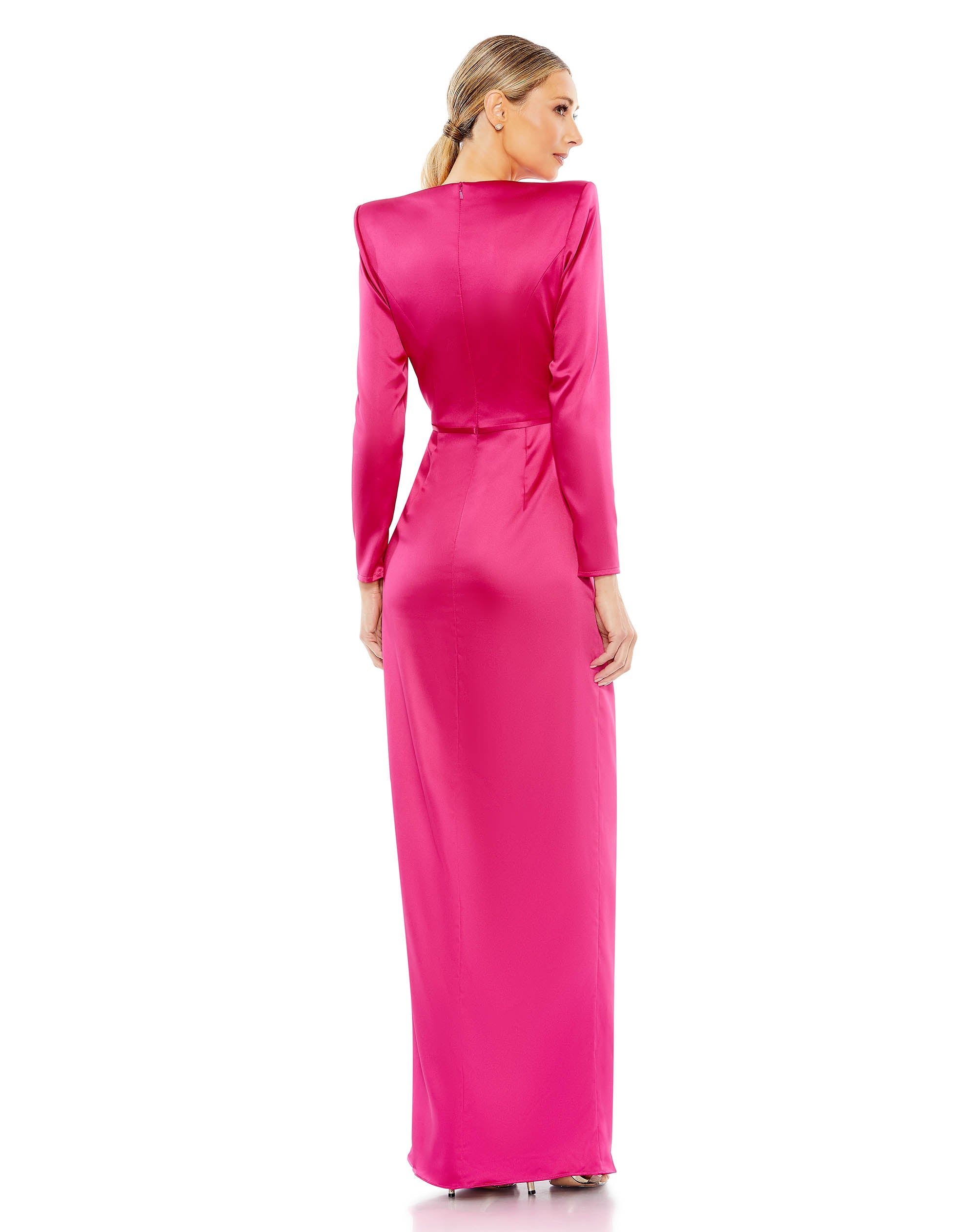 Shop Long Sleeve Structured Bow Draped Gown Online