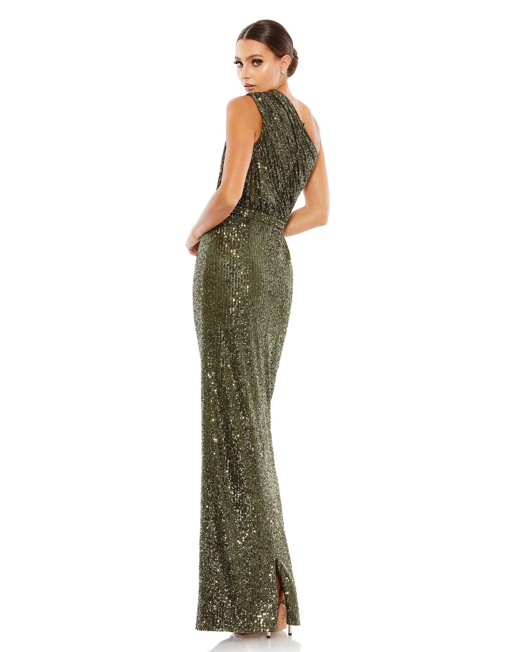 Shop Sequined Ruched One Shoulder Gown Online