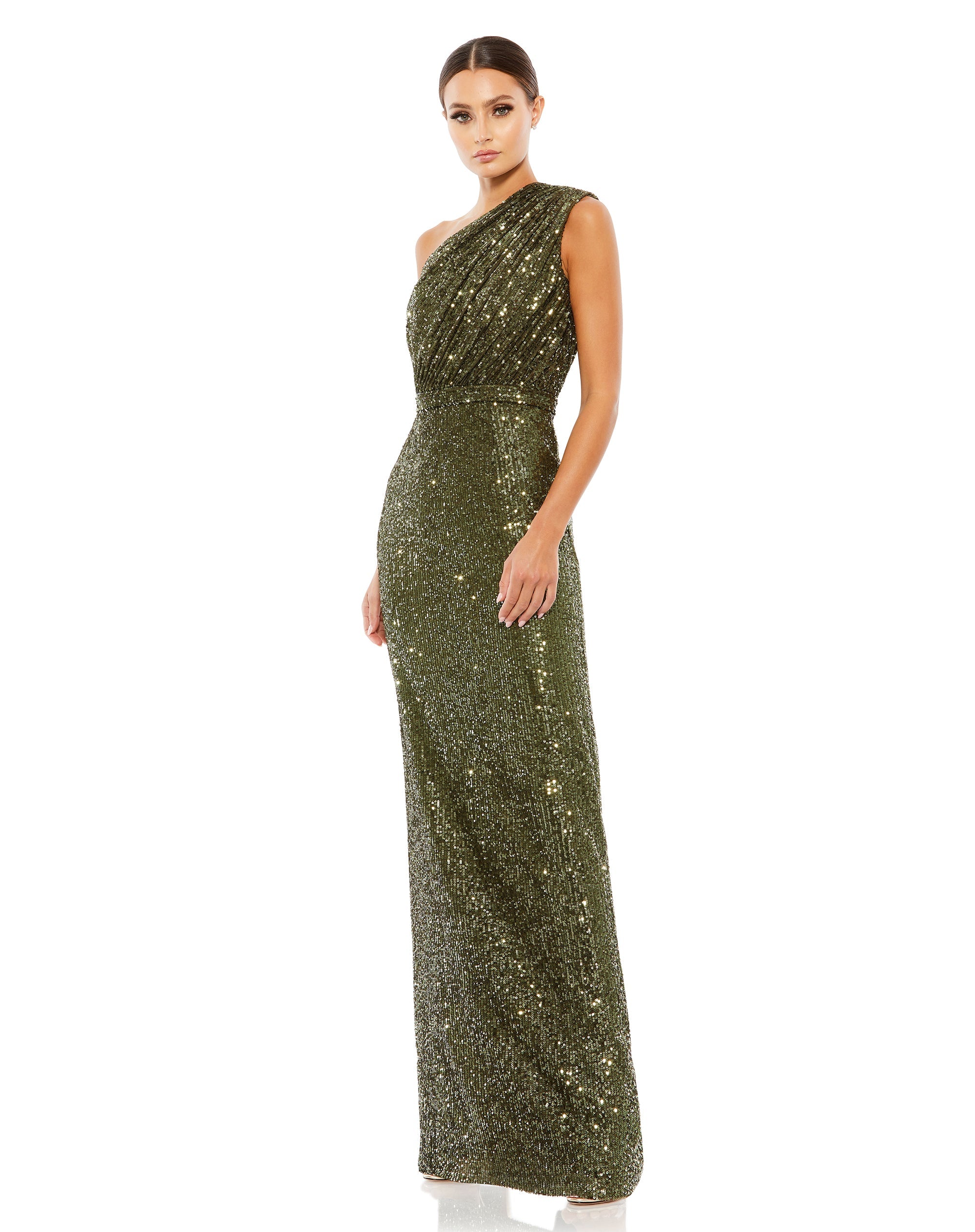 Shop Sequined Ruched One Shoulder Gown Online