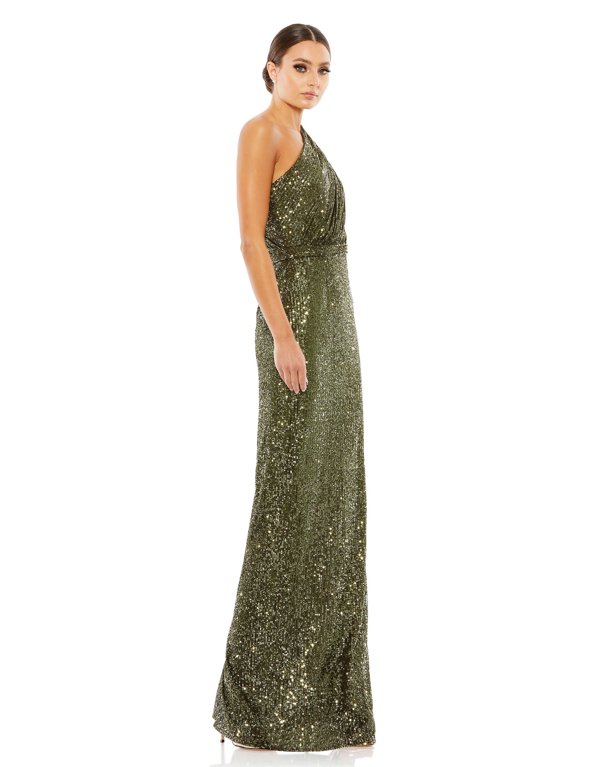 Shop Sequined Ruched One Shoulder Gown Online