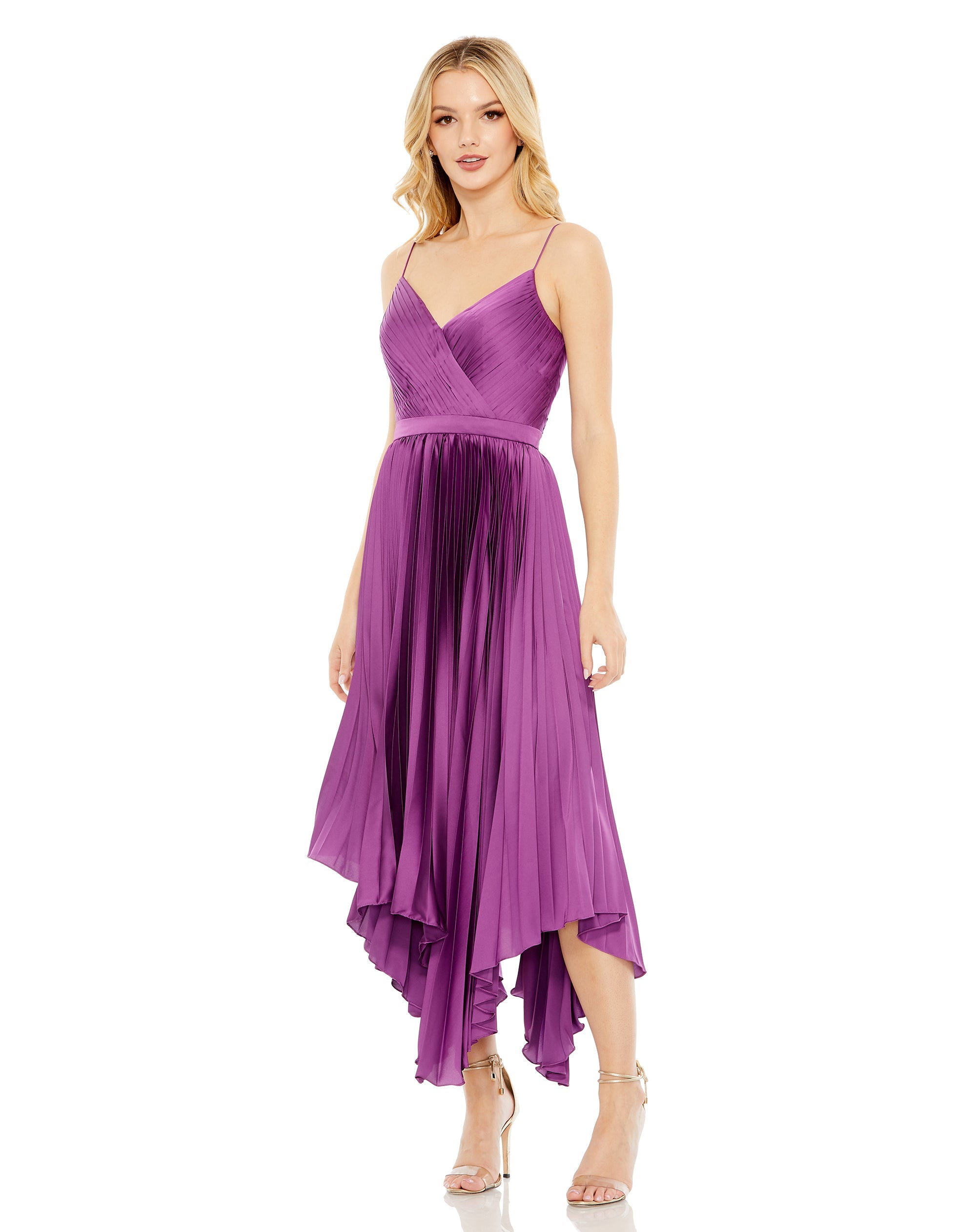 Shop Pleated Satin Flowy Midi Dress Online