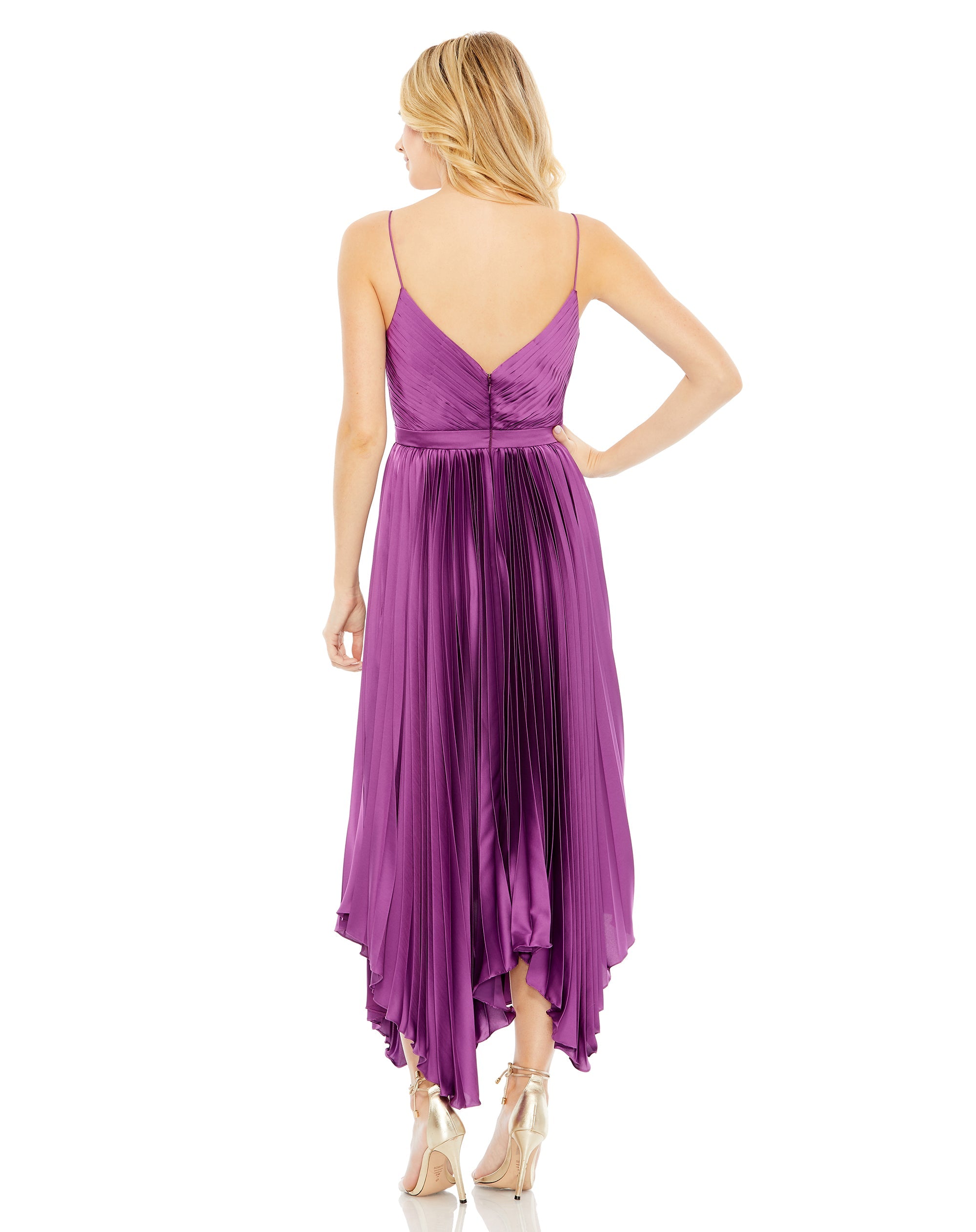 Shop Pleated Satin Flowy Midi Dress Online