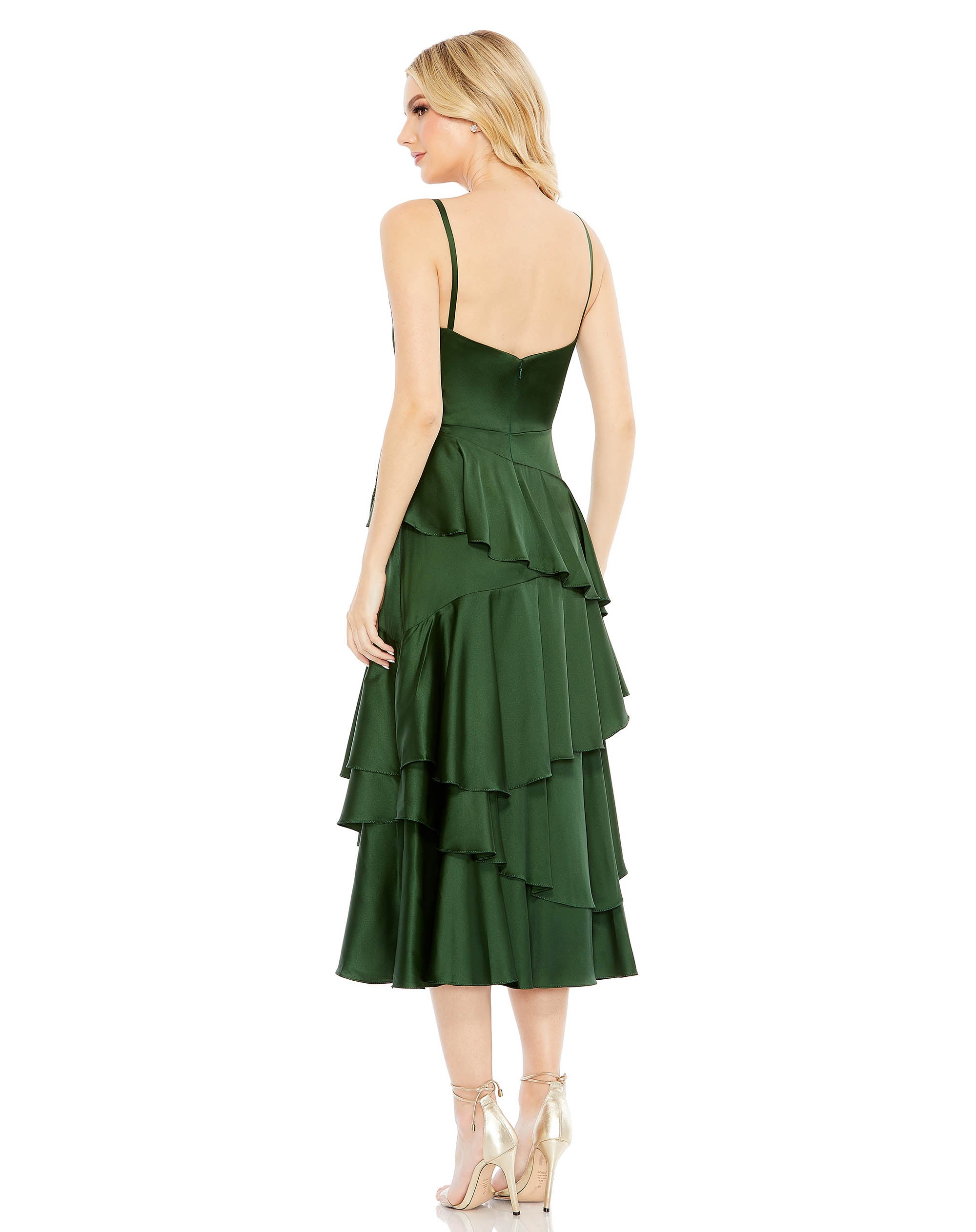 Shop Charmeuse Ruffle Tiered Spaghetti Strap Dress Online