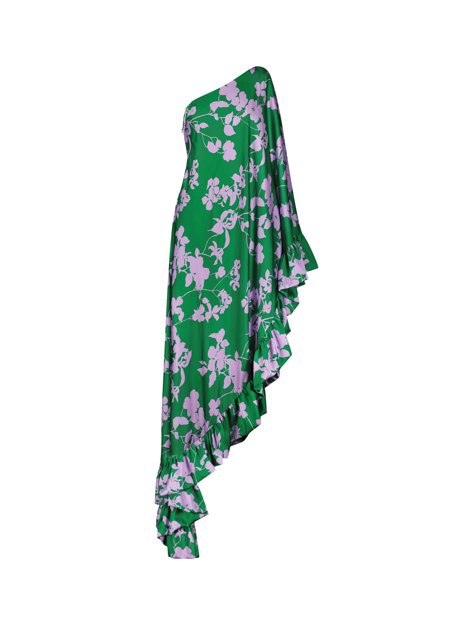 Shop Printed Charmeuse One Shoulder Draped Gown Online