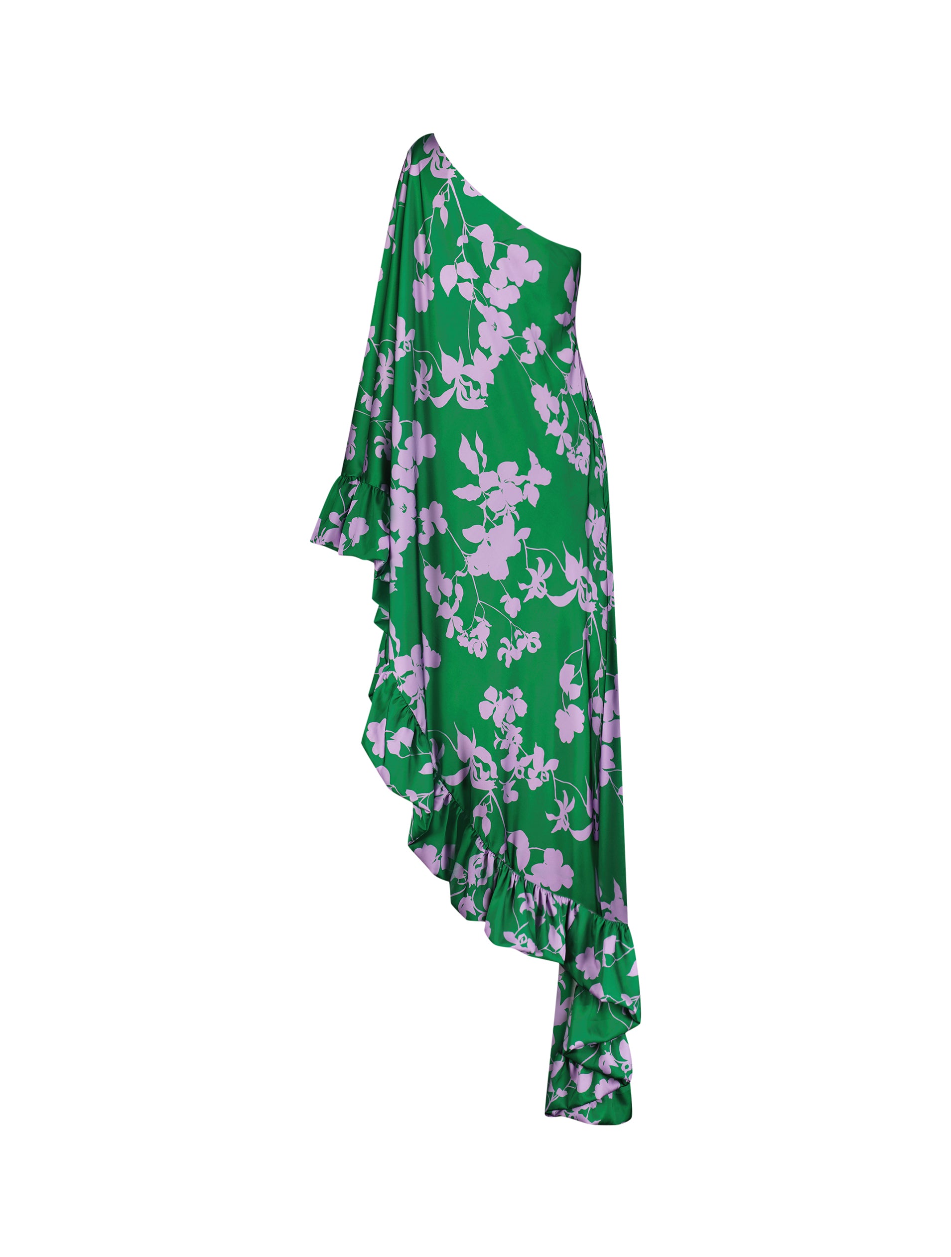 Shop Printed Charmeuse One Shoulder Draped Gown Online