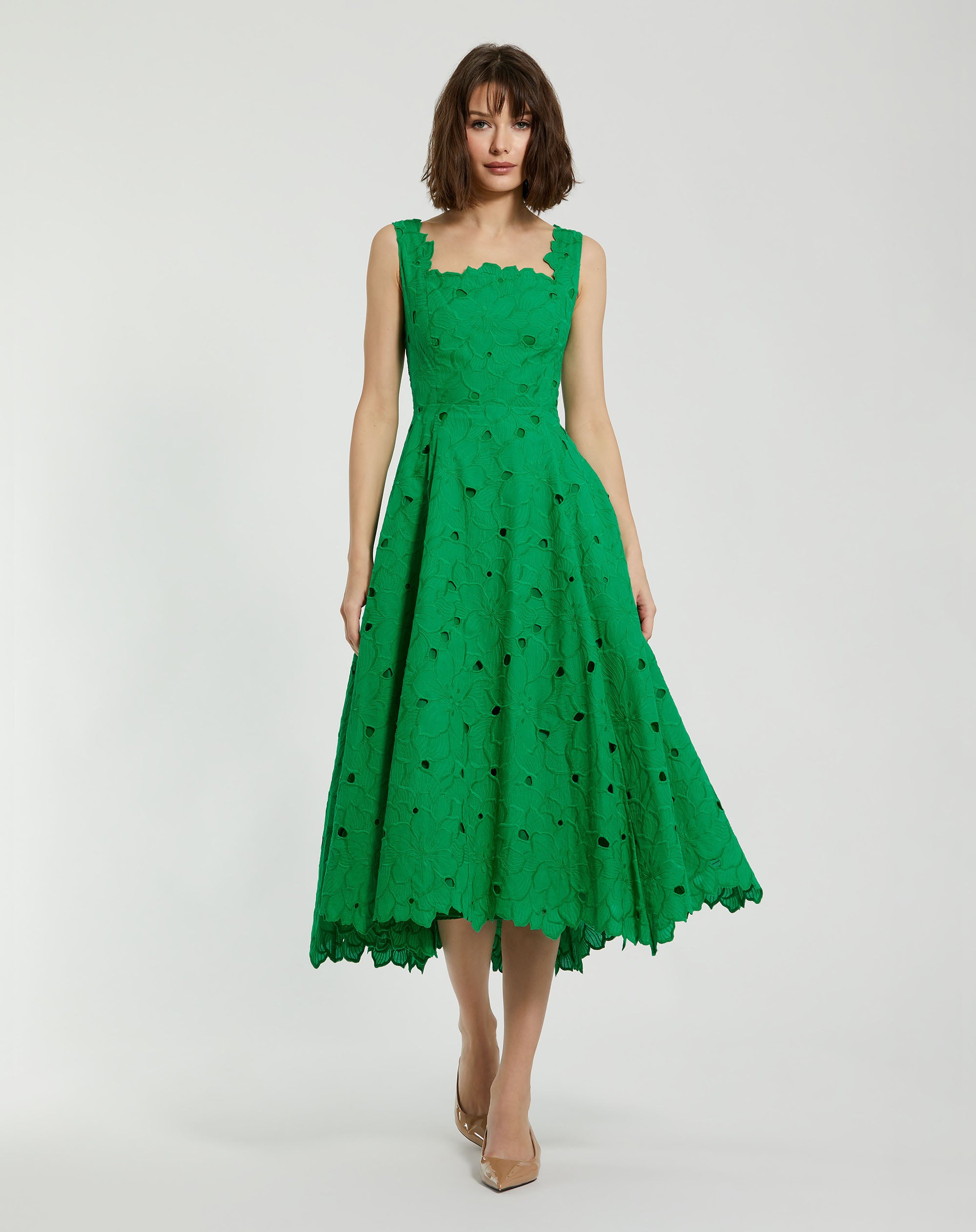 Shop Embroidered Floral A Line Midi Dress Online