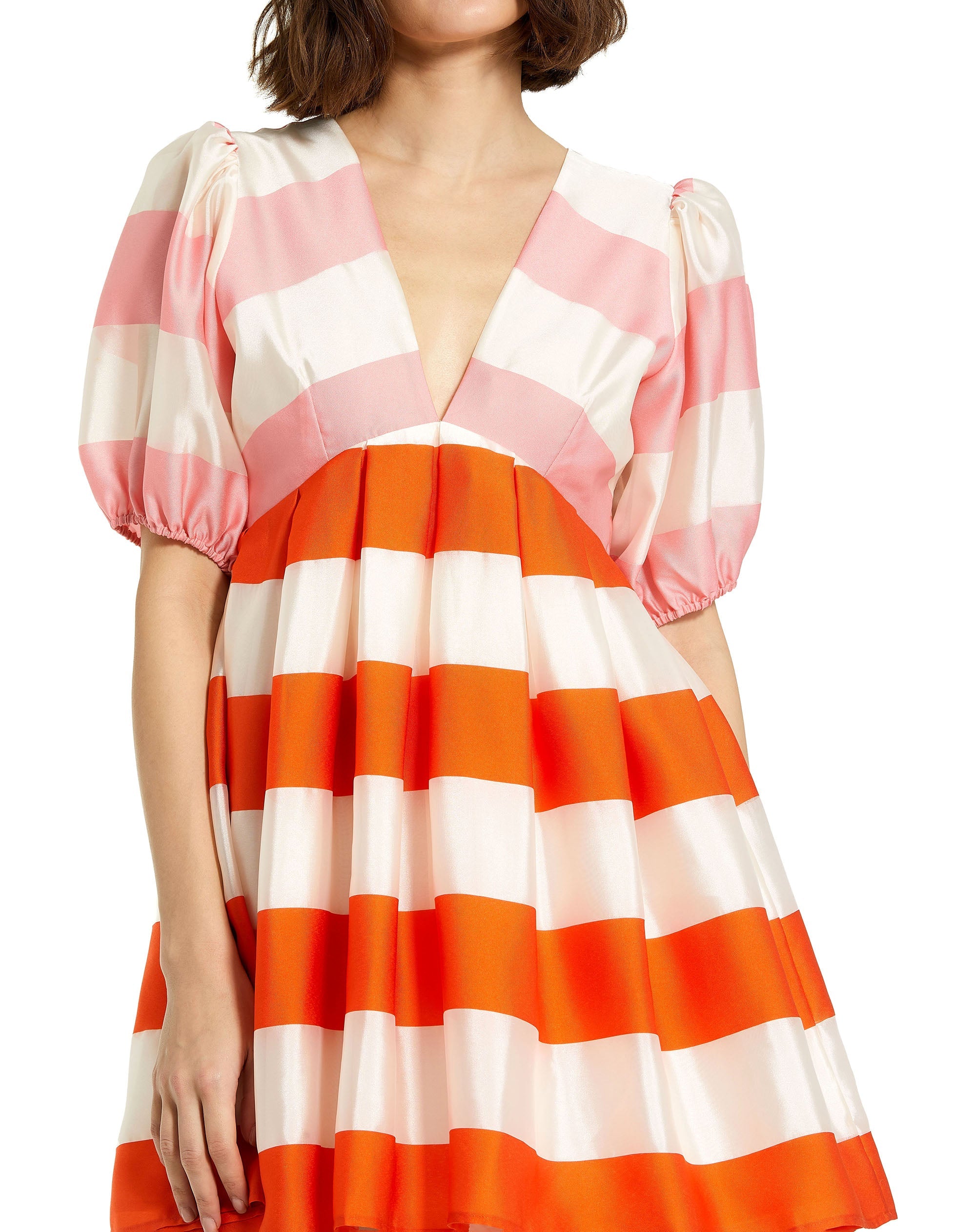 Shop Organza Striped Balloon Sleeve Mini Dress Online