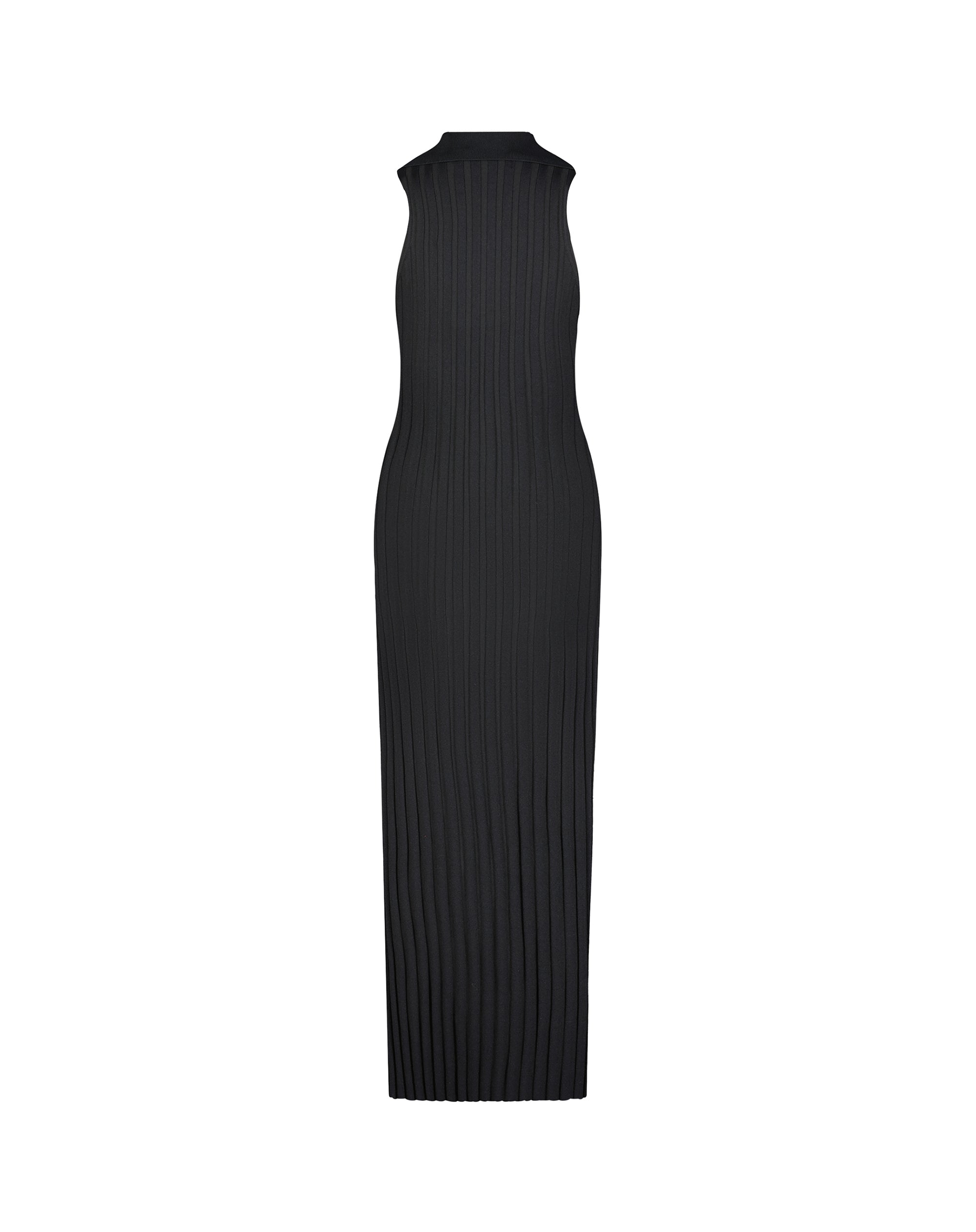 Shop Rib Knit Collared Sleeveless Fitted Maxi Dress Online
