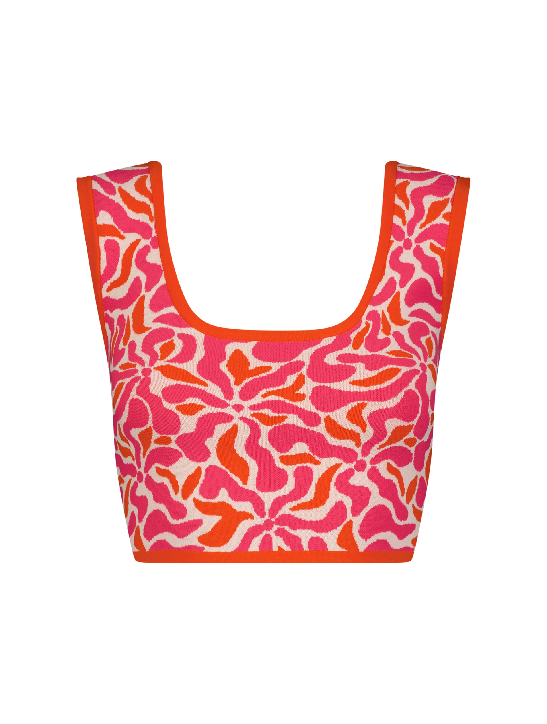 Shop Sleeveless Floral Knit Cropped Tank Top Online
