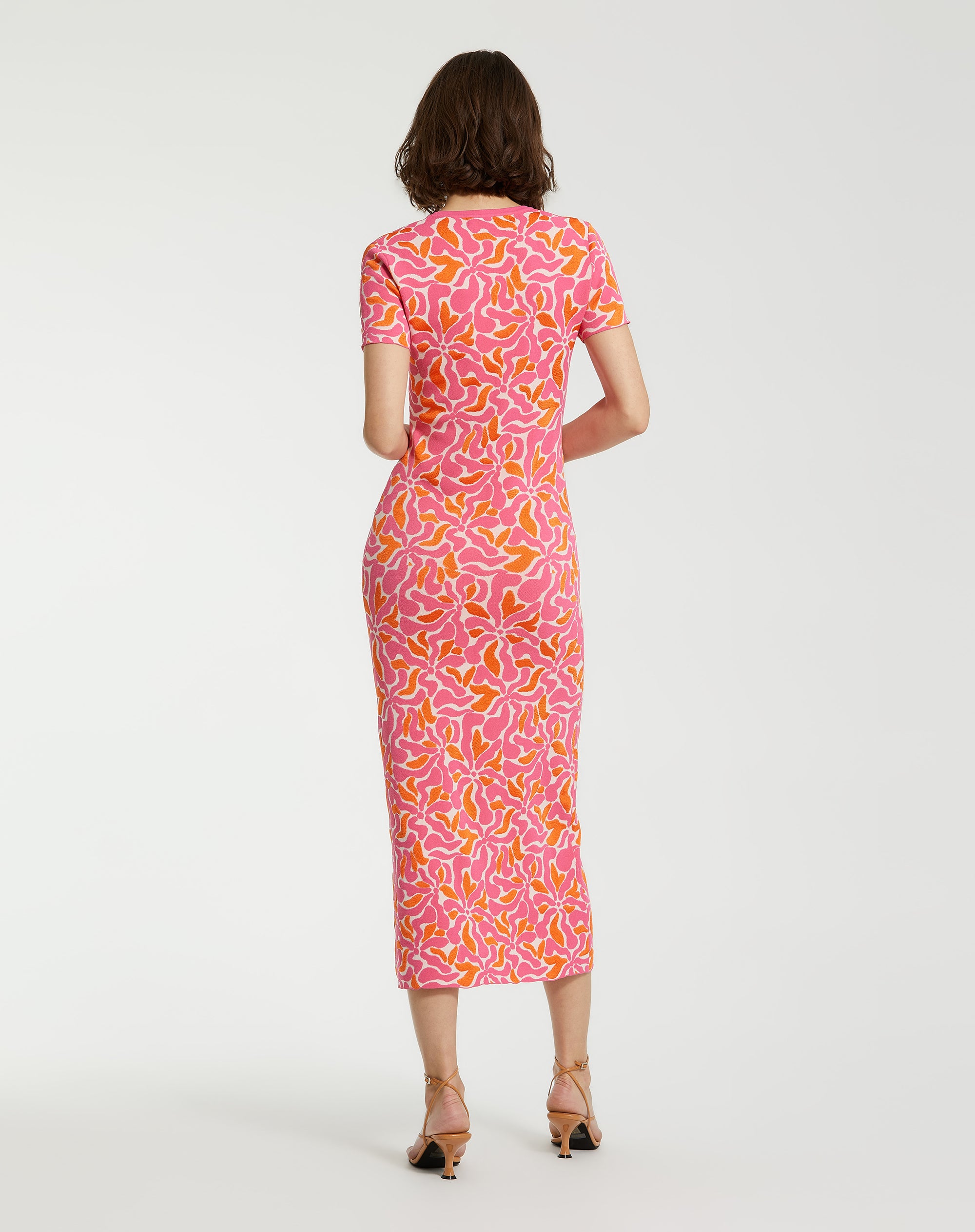 Shop Short Sleeve Scoop Neck Floral Knit Maxi Dress Online
