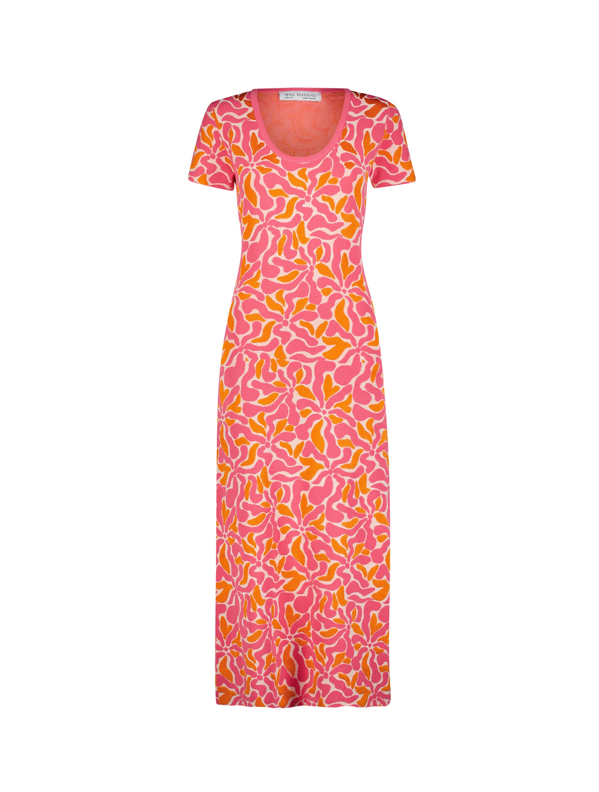 Shop Short Sleeve Scoop Neck Floral Knit Maxi Dress Online