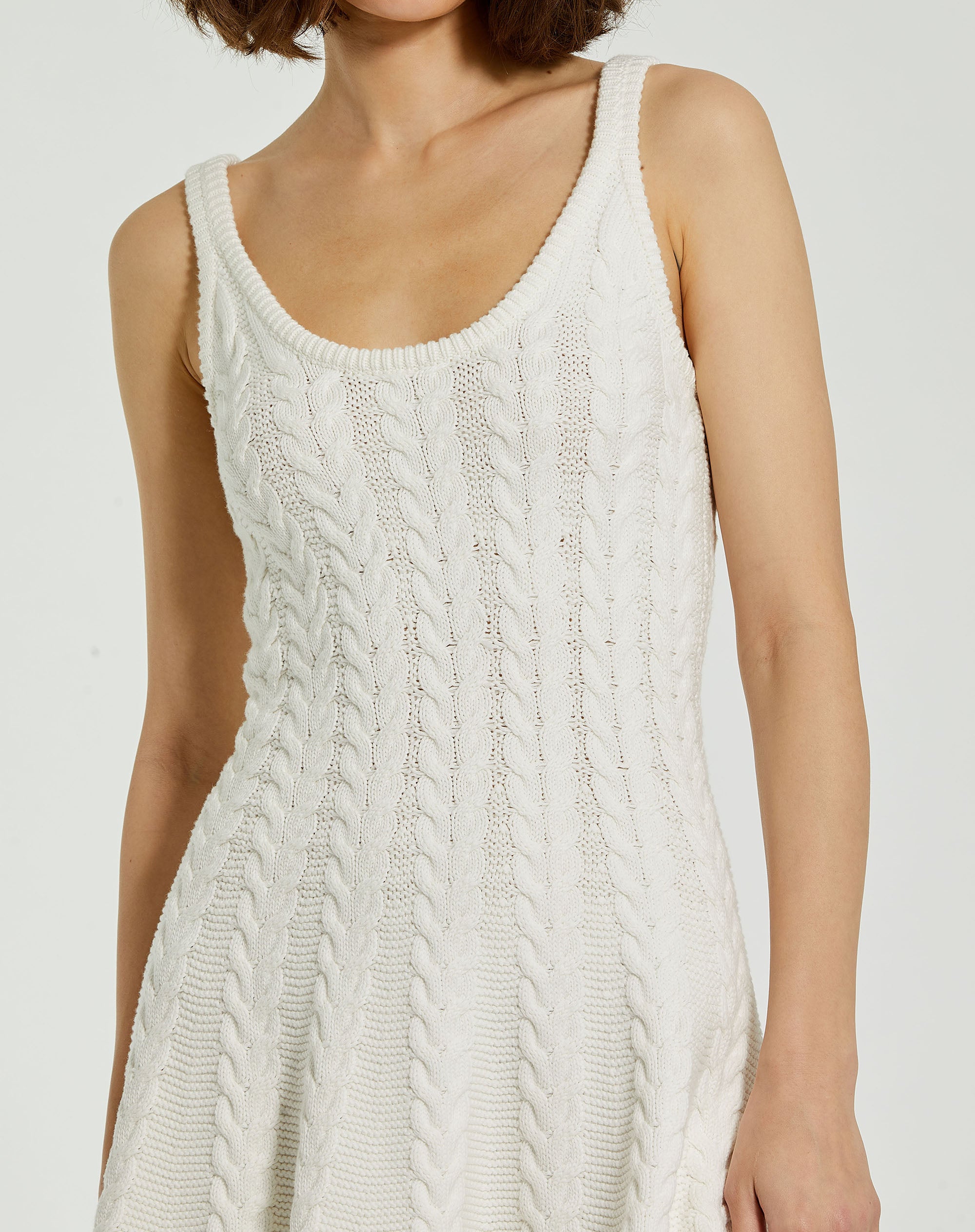Shop Chunky Knit Thin Strap Flare Mini Dress Online