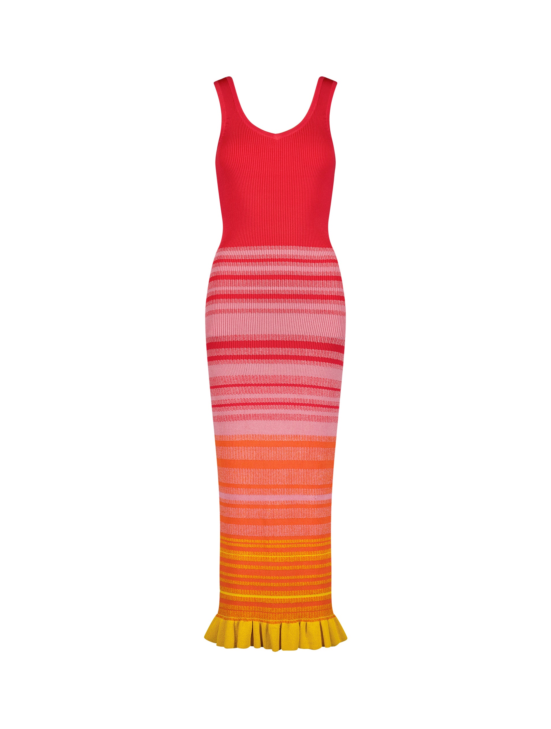 Shop Striped Fitted Sleeveless Knit Midi Dress Online