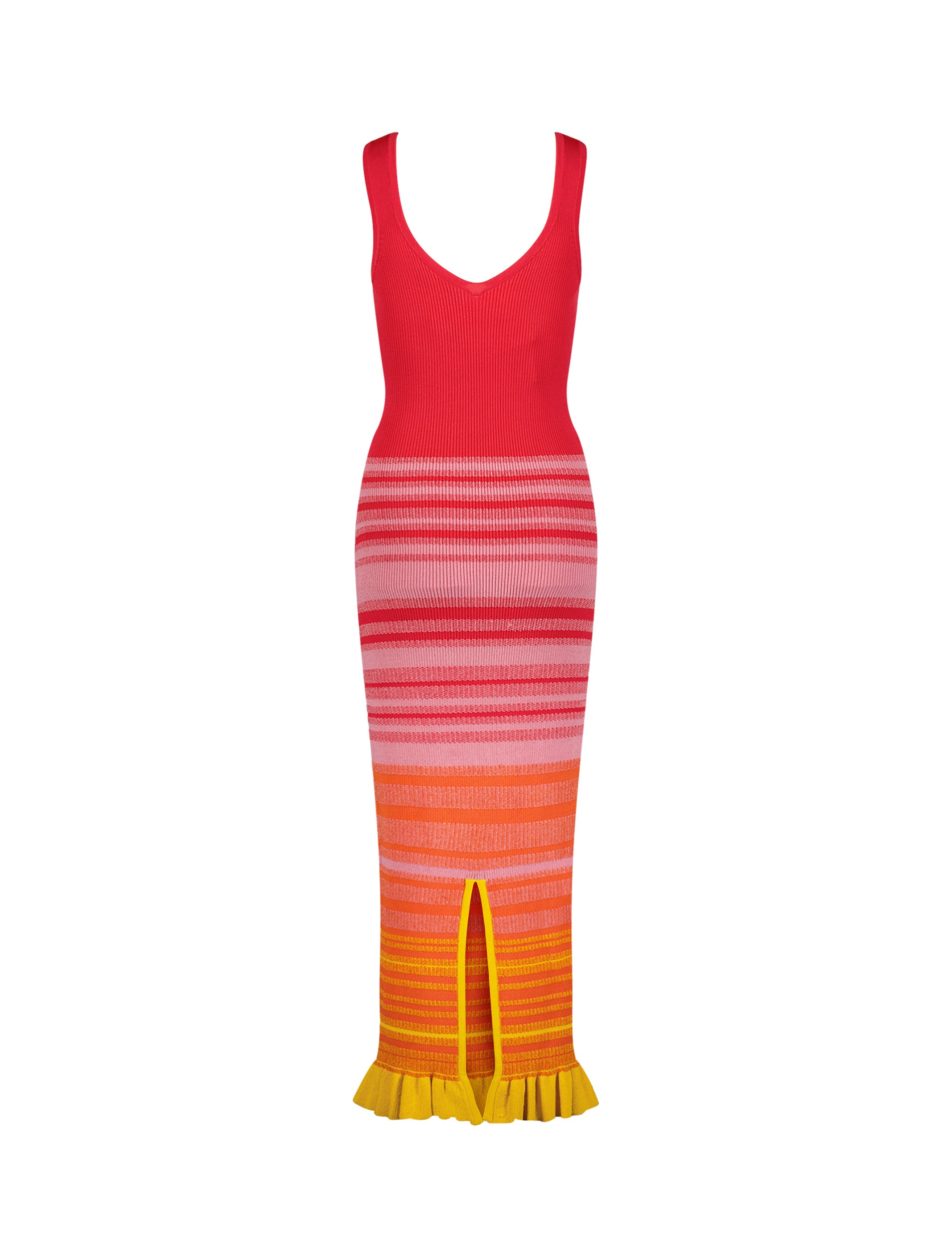 Shop Striped Fitted Sleeveless Knit Midi Dress Online