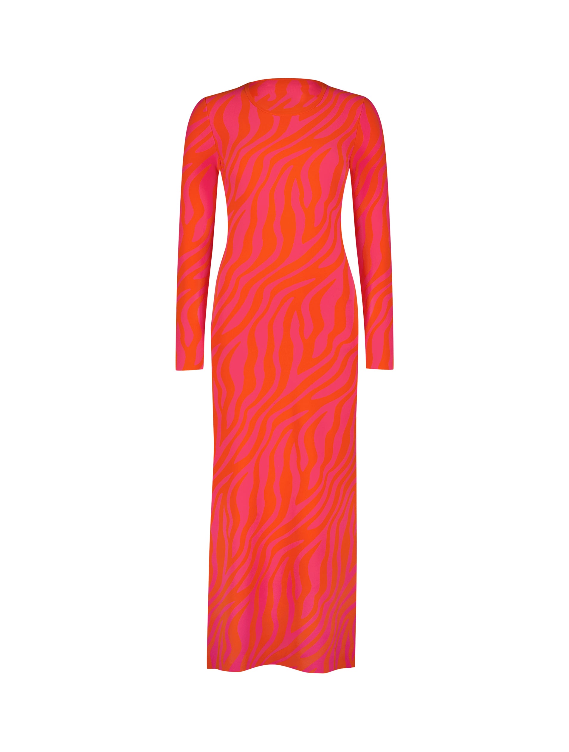 Shop Fitted Long Sleeve Zebra Print Knit Maxi Dress Online