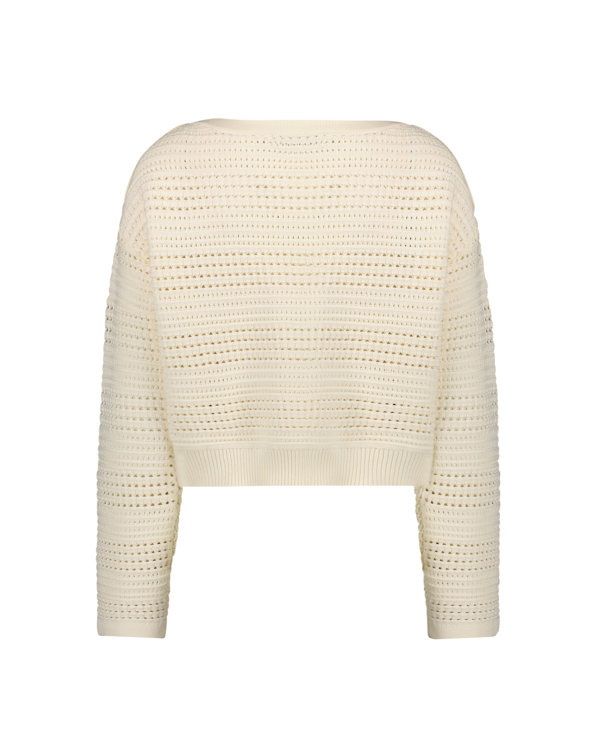 Shop Long Sleeve Crochet Knit Crew Neck Sweater With Pockets Online