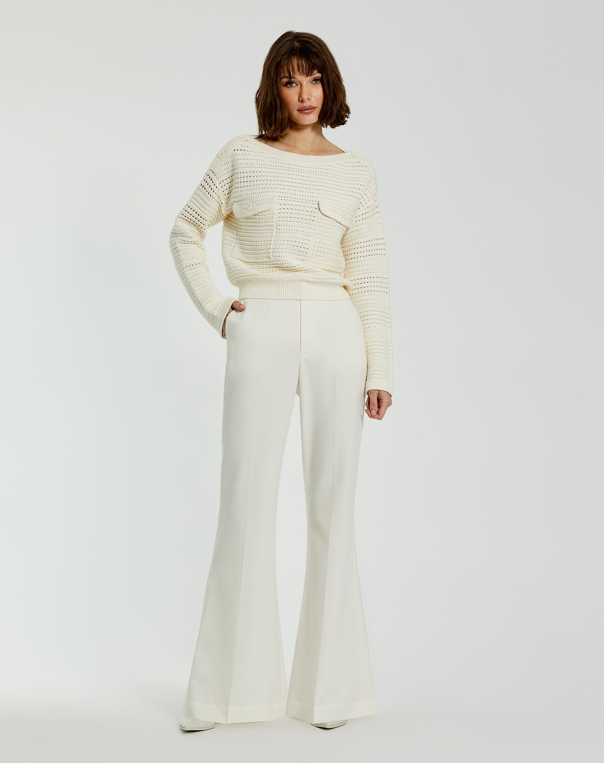 Shop Classic Crepe Flared Trouser Pant Online