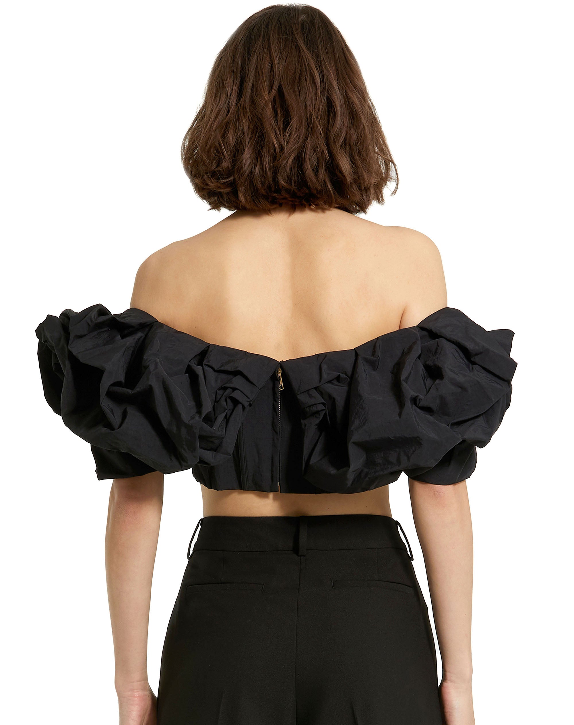 Shop Faille Off The Shoulder Bustier Ruffle Top Online