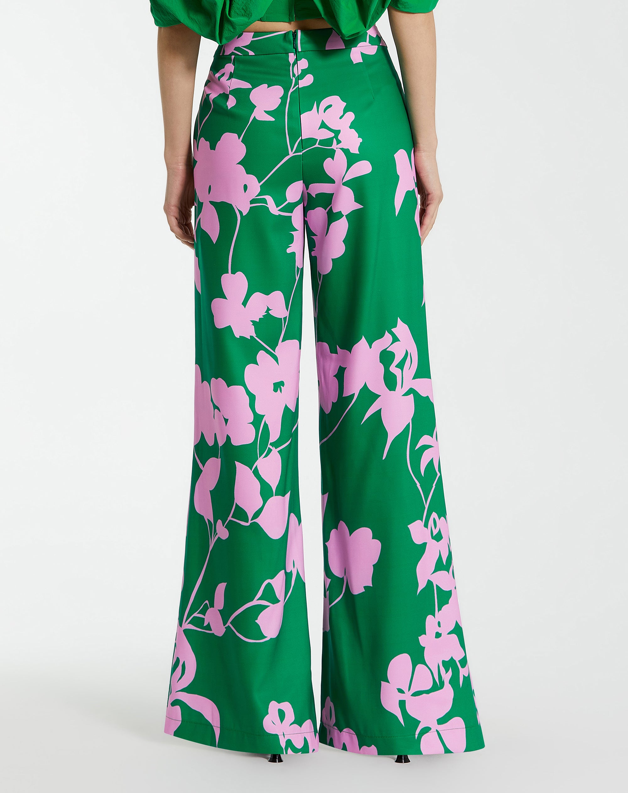 Shop Printed Crepe High Waisted Wide Leg Trouser Online