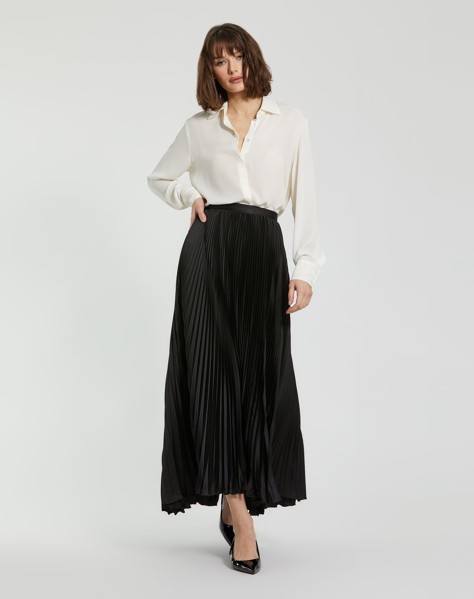 Shop Satin Pleated Skirt Online