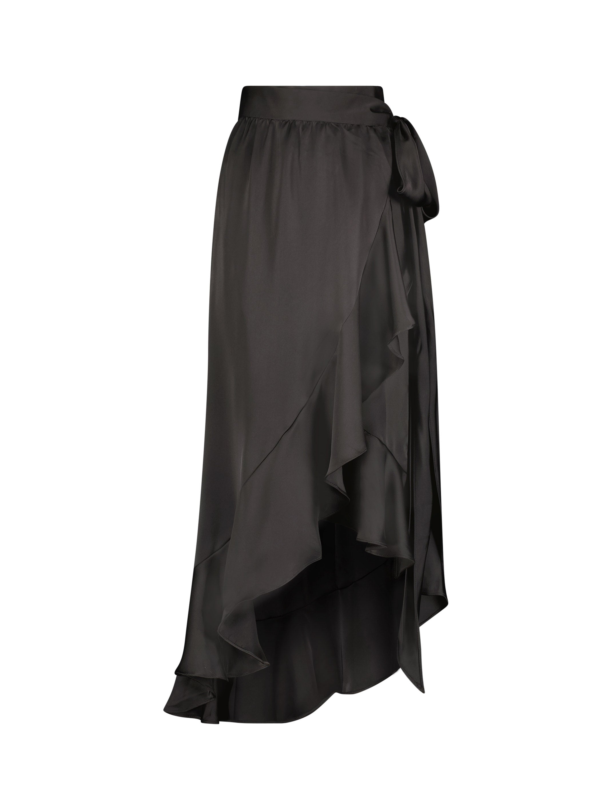 Shop Asymmetrical Tie Wrap Around Ruffle Midi Skirt Online