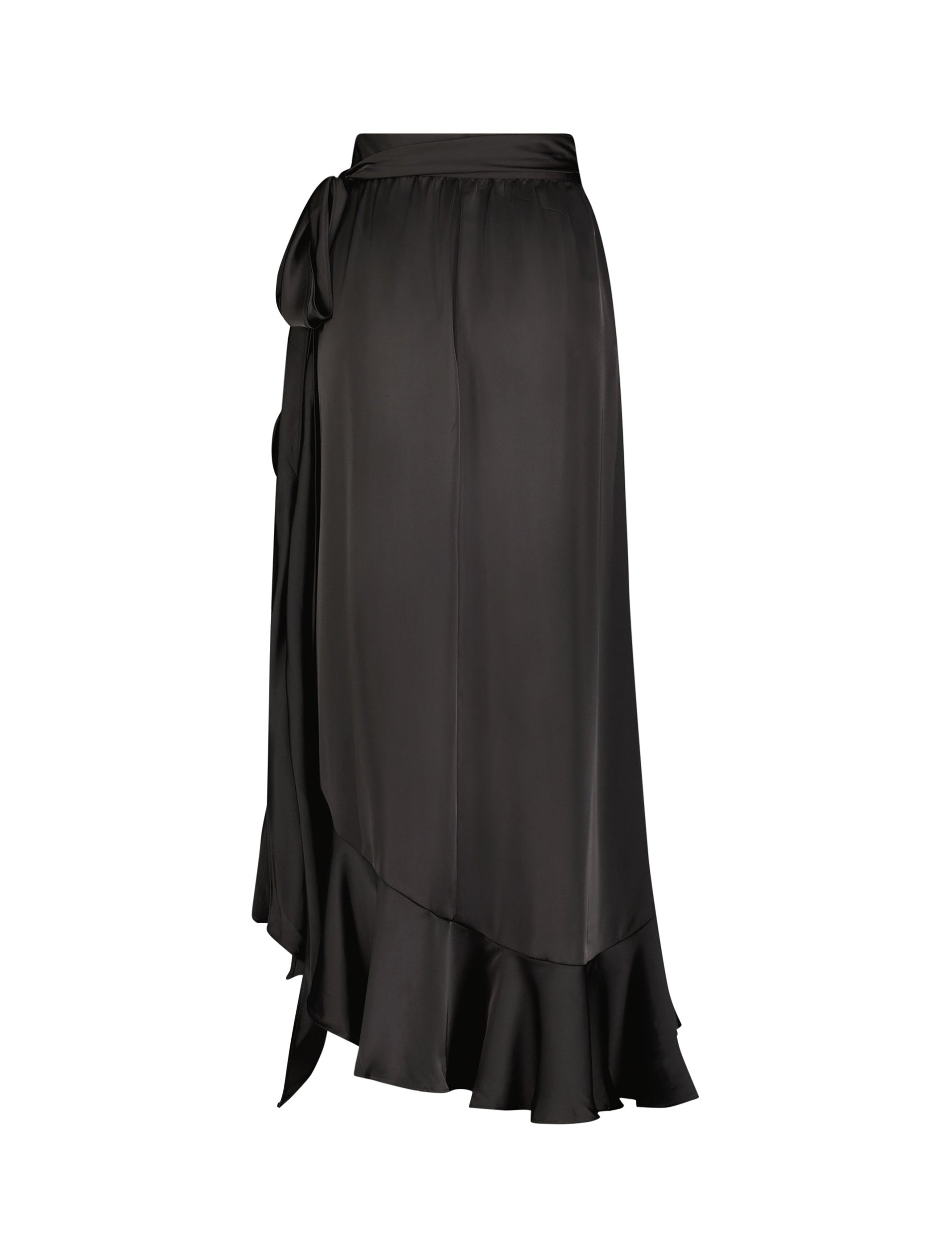 Shop Asymmetrical Tie Wrap Around Ruffle Midi Skirt Online