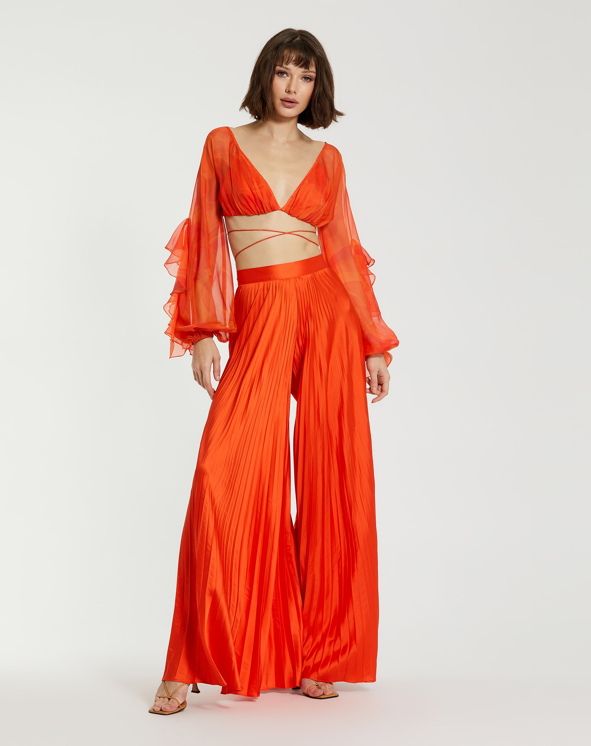 Shop Pleated Charmeuse Wide Leg Pants Online