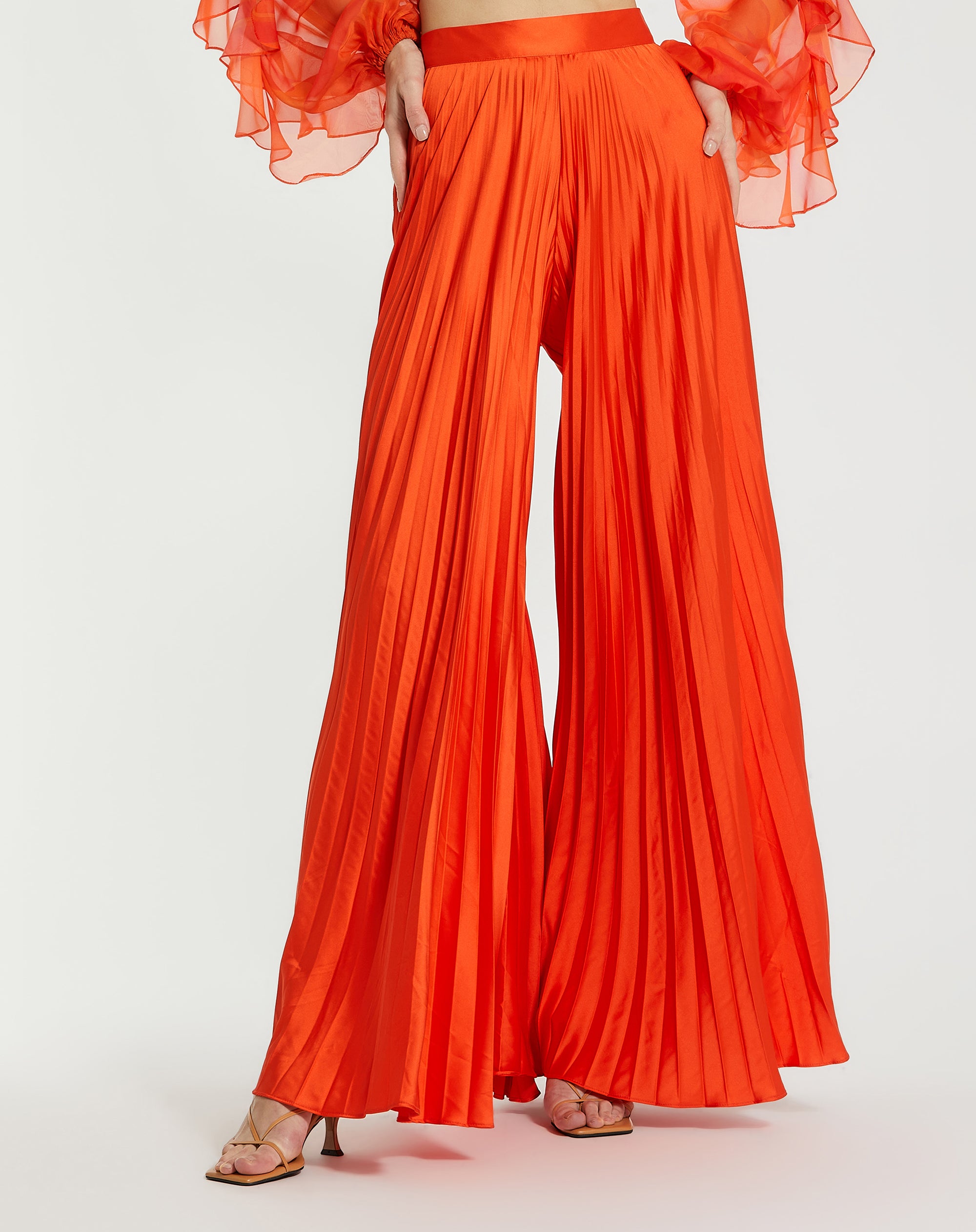 Shop Pleated Charmeuse Wide Leg Pants Online