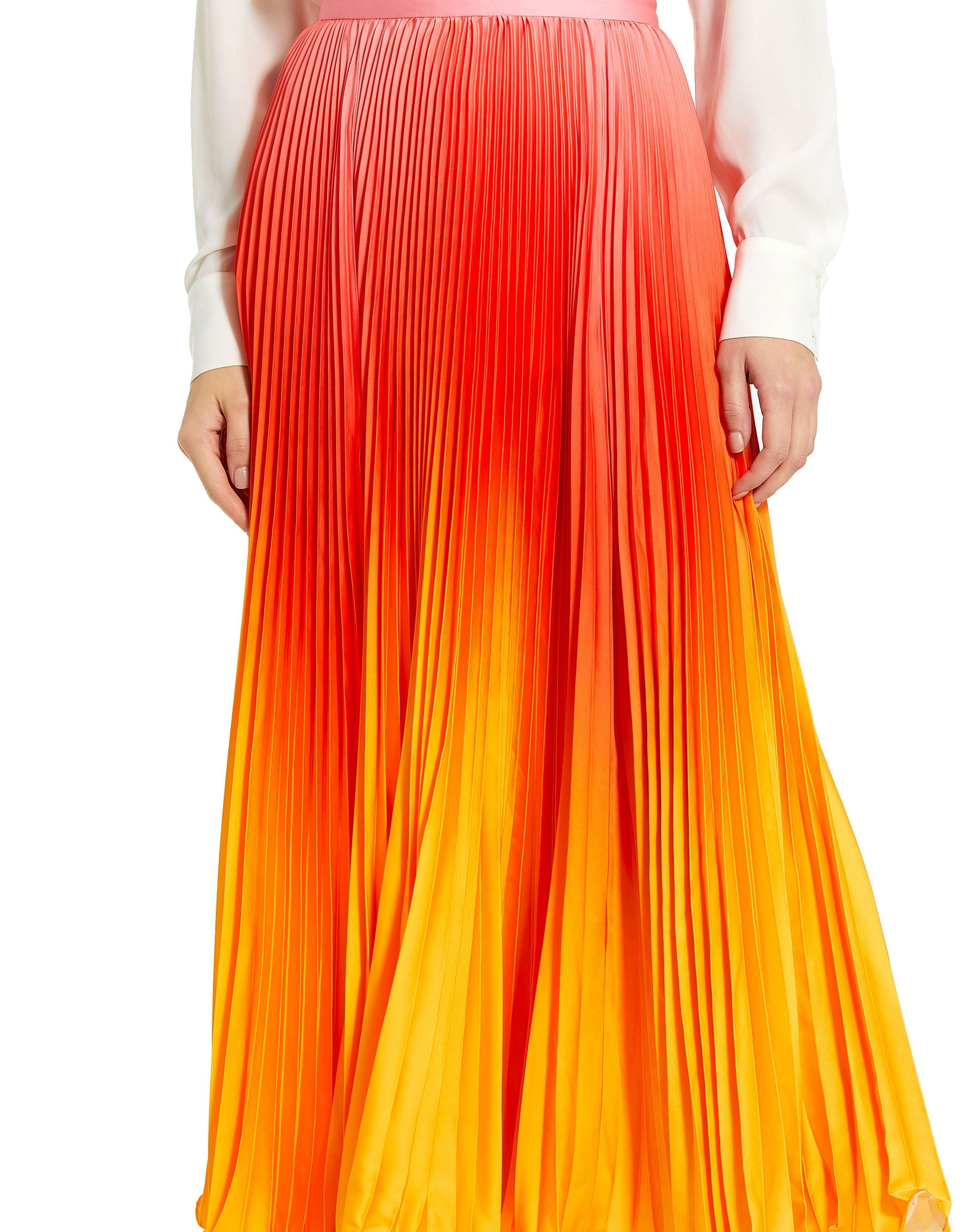 Shop Pleated Charmeuse Ombre Maxi Skirt Online