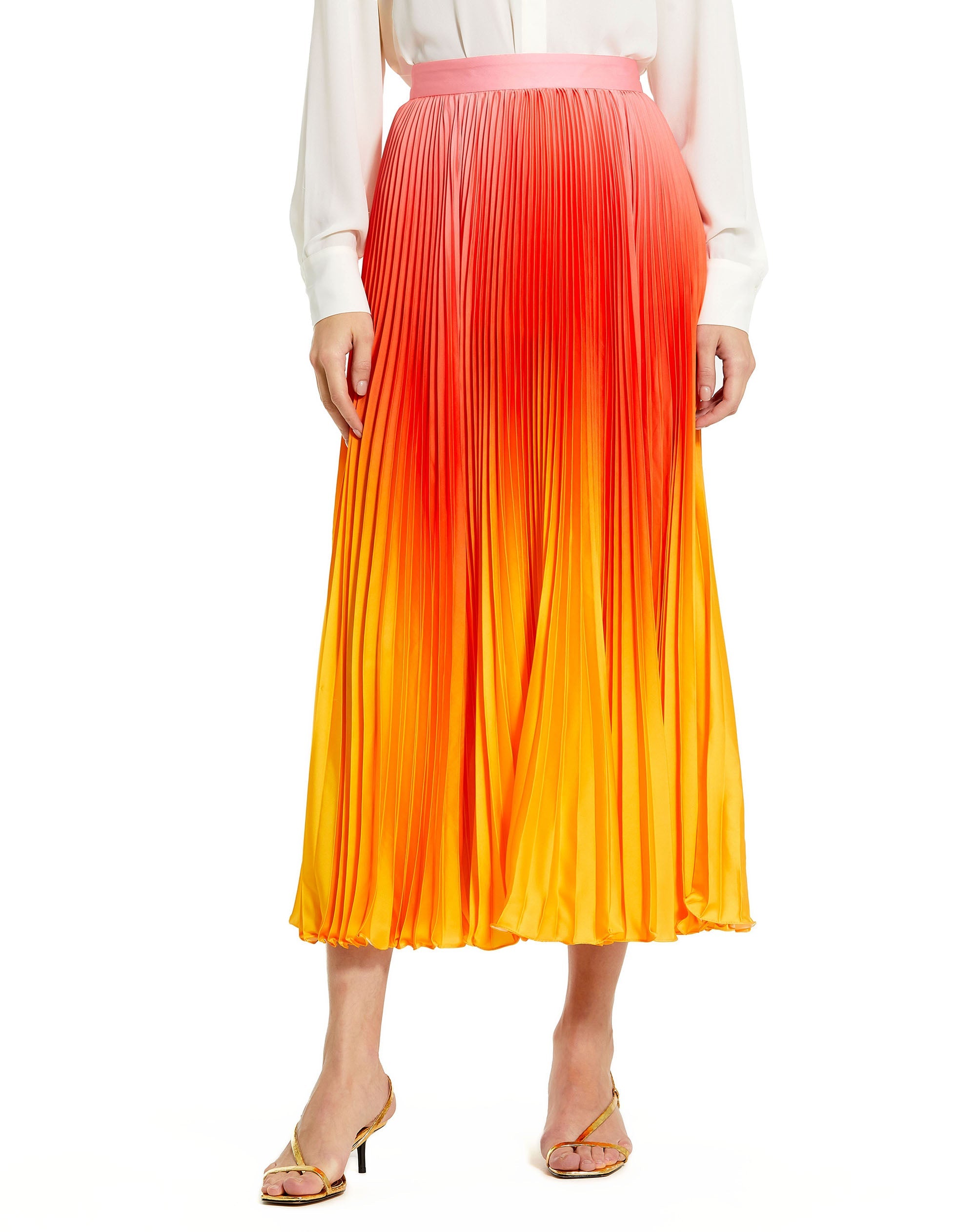 Shop Pleated Charmeuse Ombre Maxi Skirt Online