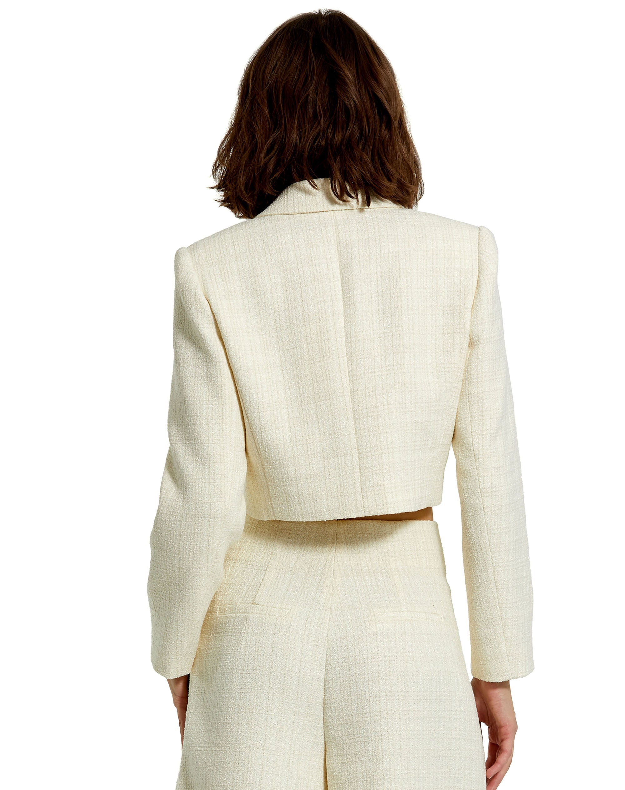 Shop Cropped Tweed Floral Button Jacket Online