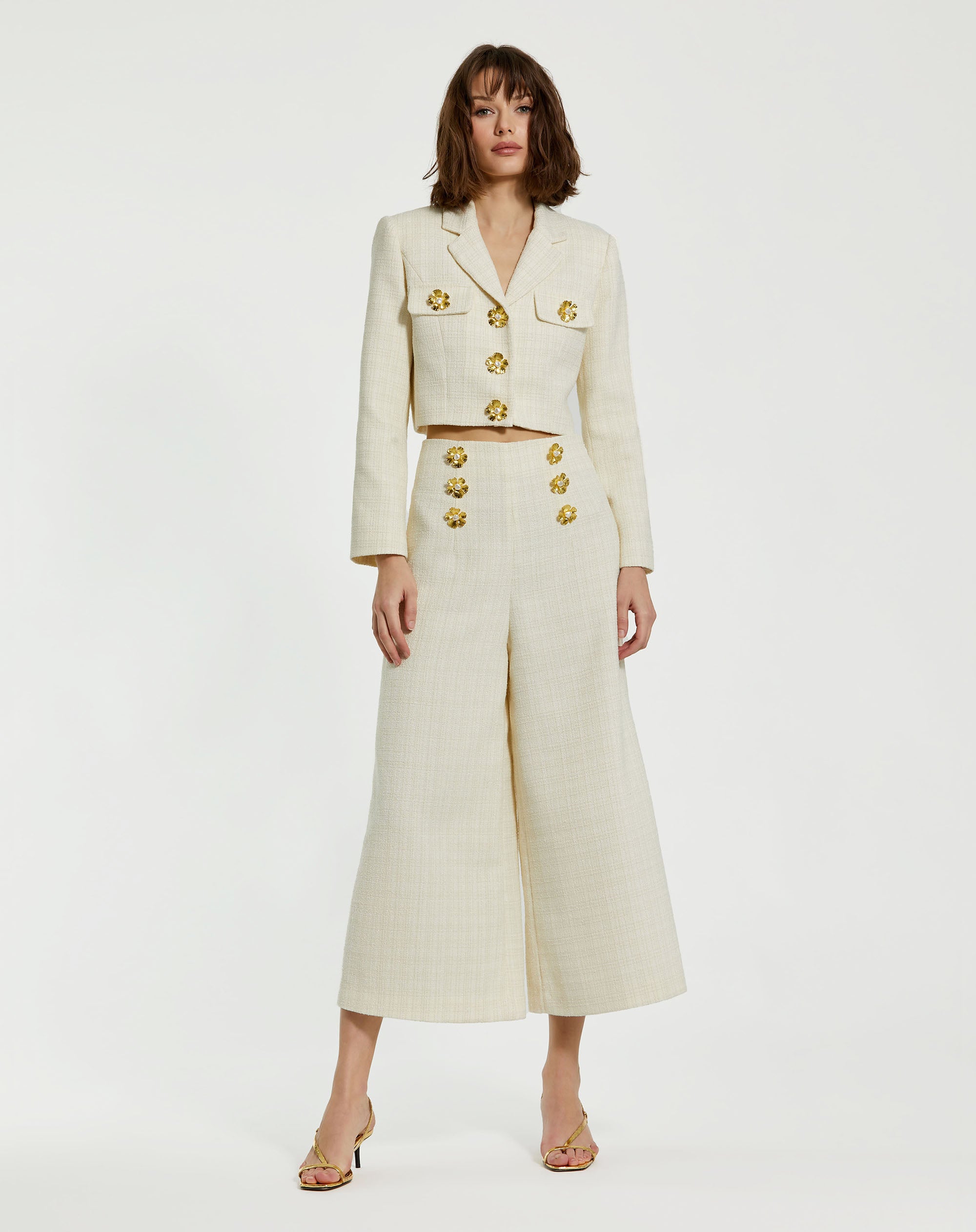 Shop Tweed High Waisted Wide Leg Trouser Online