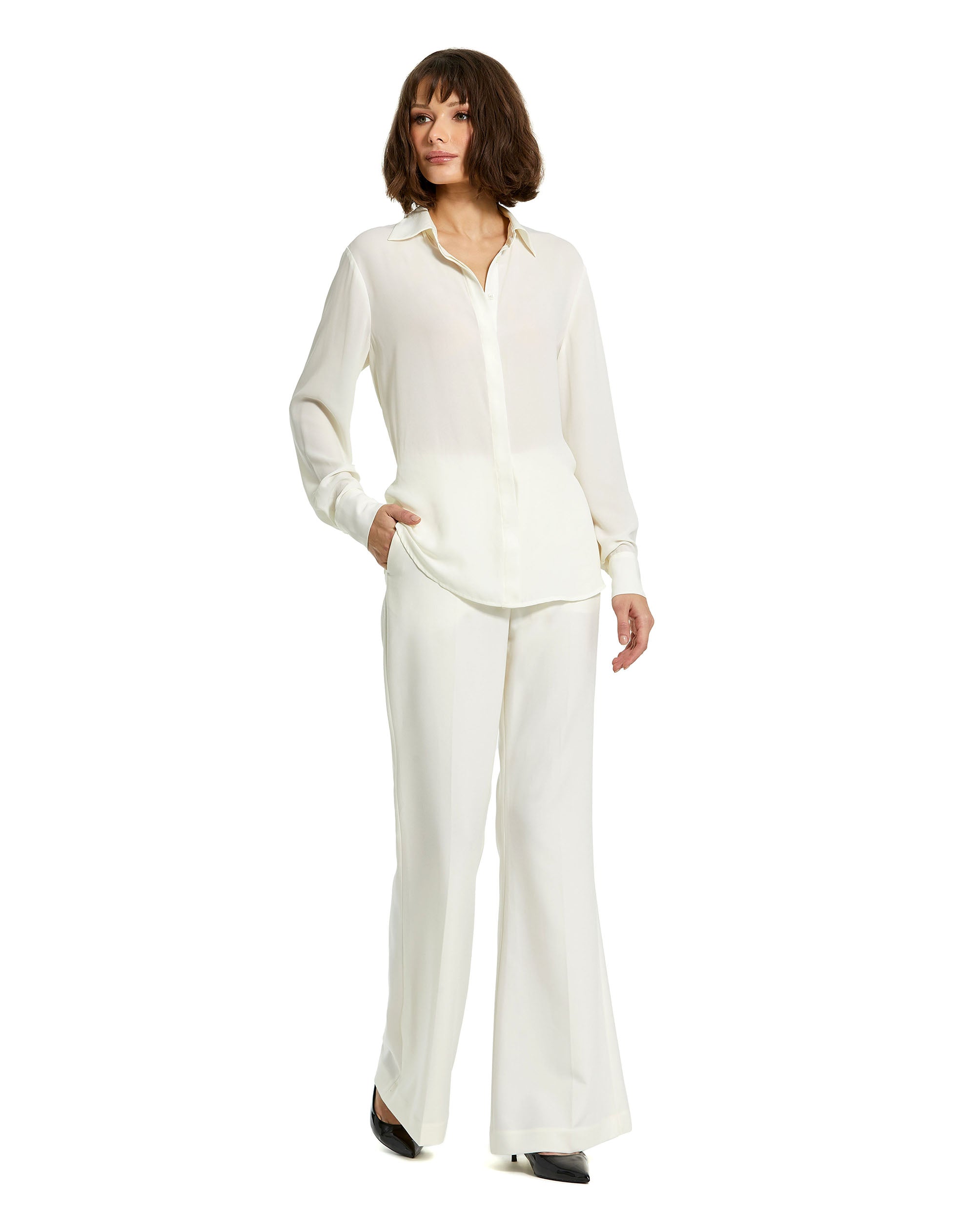 Shop The Bentley Long Sleeve Button Up Georgette Shirt Online