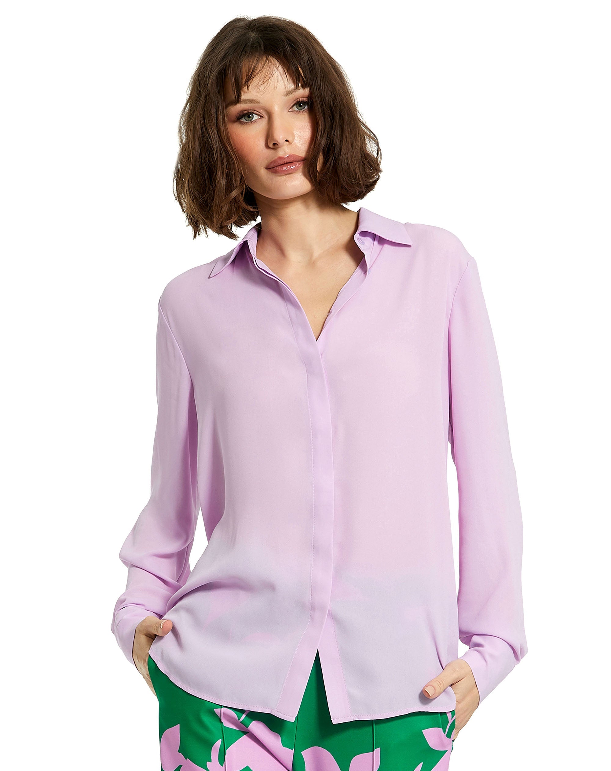 Shop The Bentley Long Sleeve Button Up Georgette Shirt Online