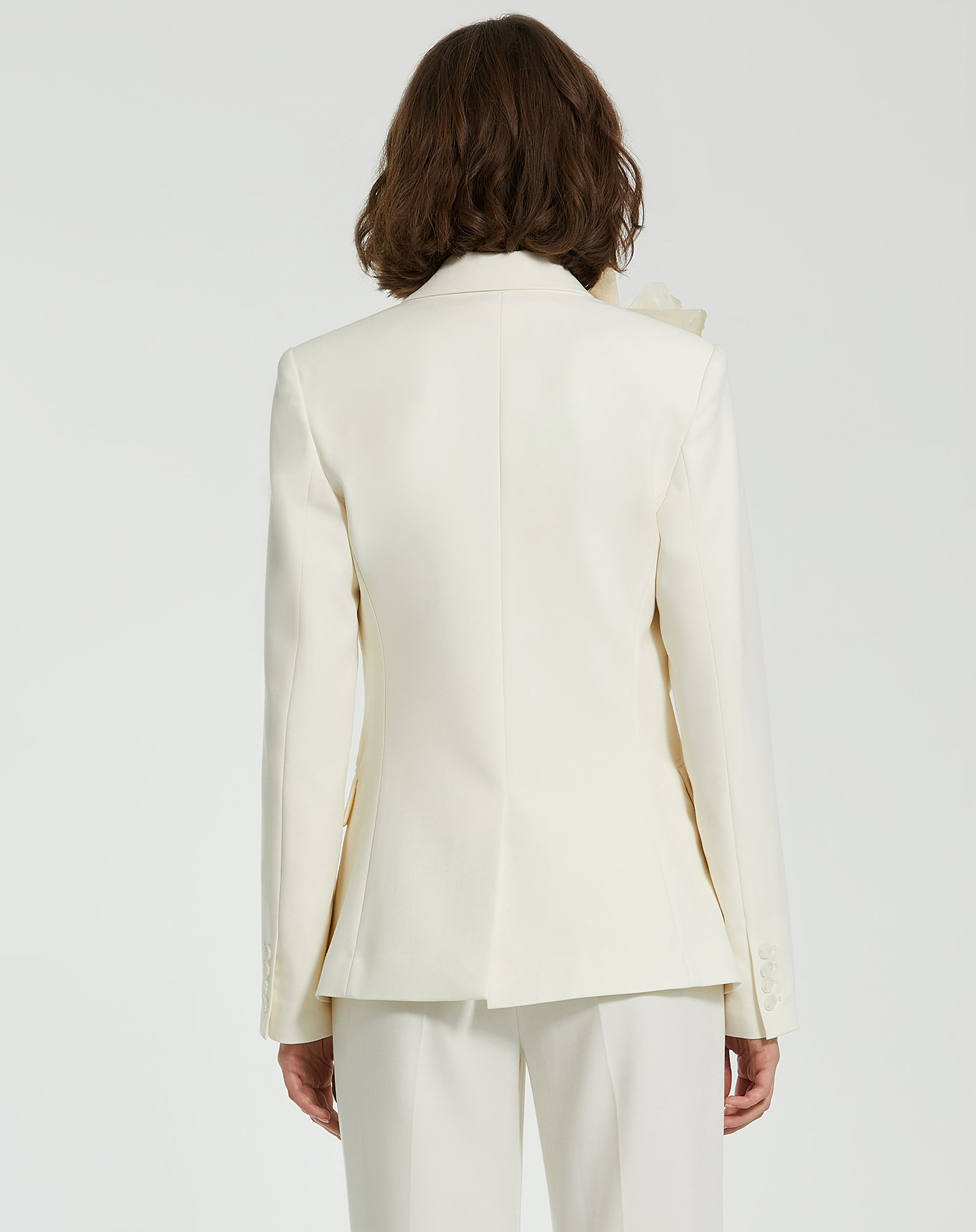Shop Classic Crepe Blazer Jacket With Flower Online