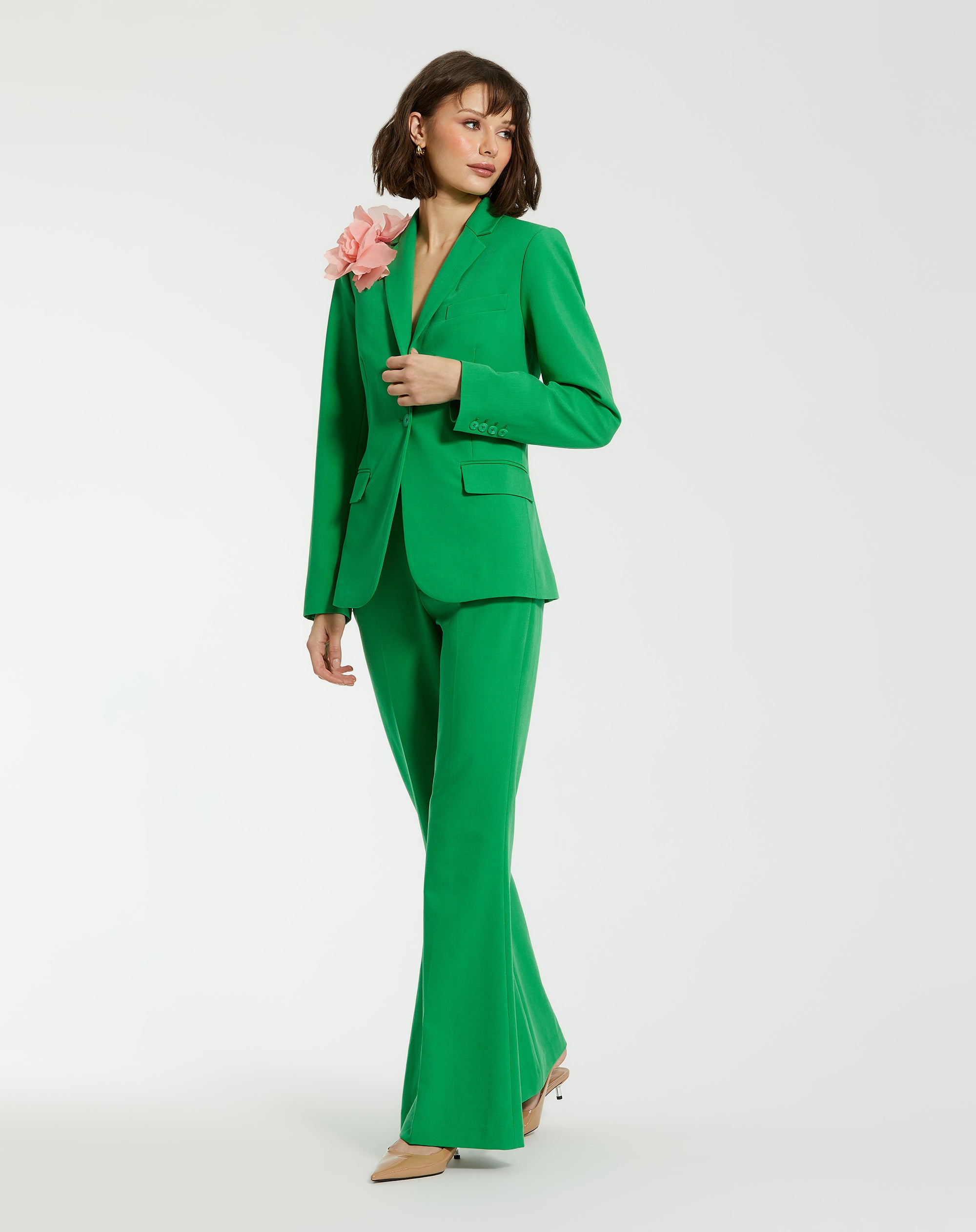 Shop Classic Crepe Blazer Jacket With Flower Online