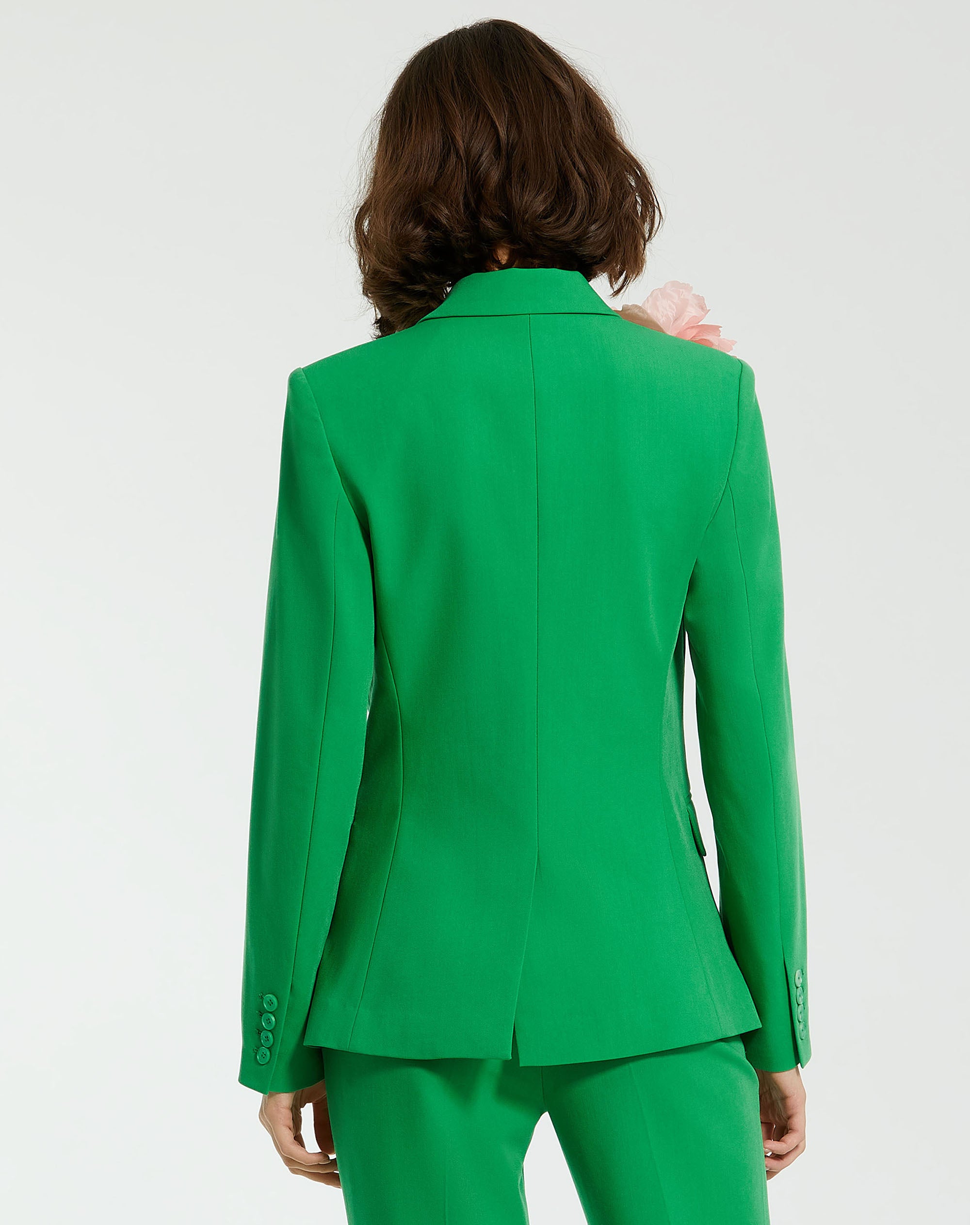 Shop Classic Crepe Blazer Jacket With Flower Online