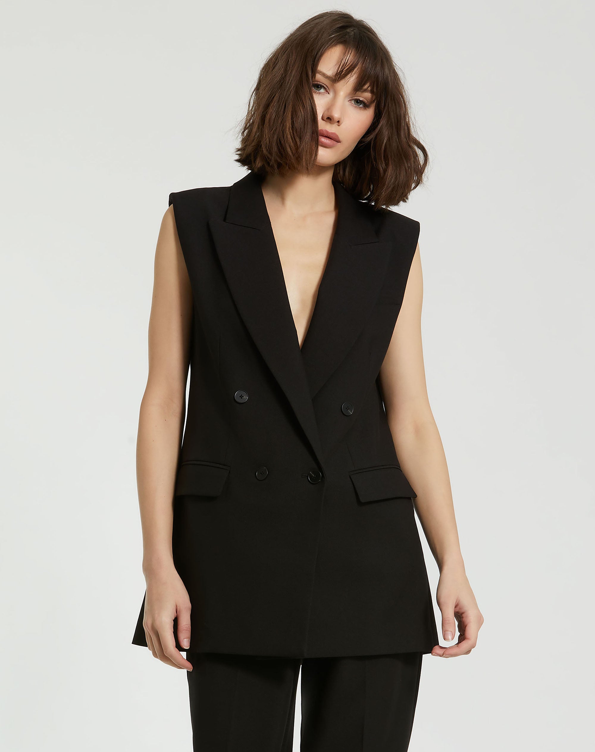 Shop Tailored Crepe Sleeveless Blazer Vest Online