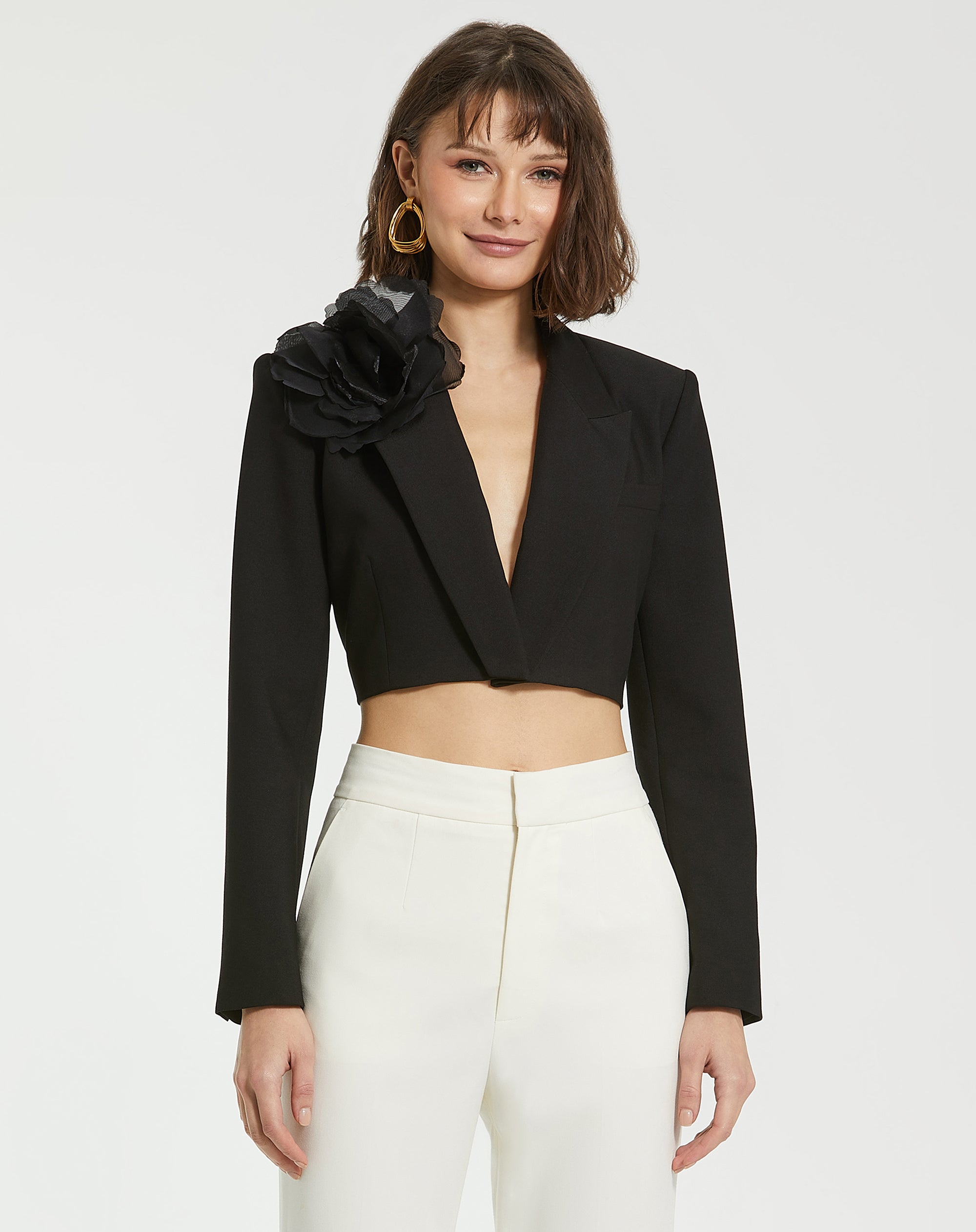 Shop Cropped Crepe Tailored Blazer Online