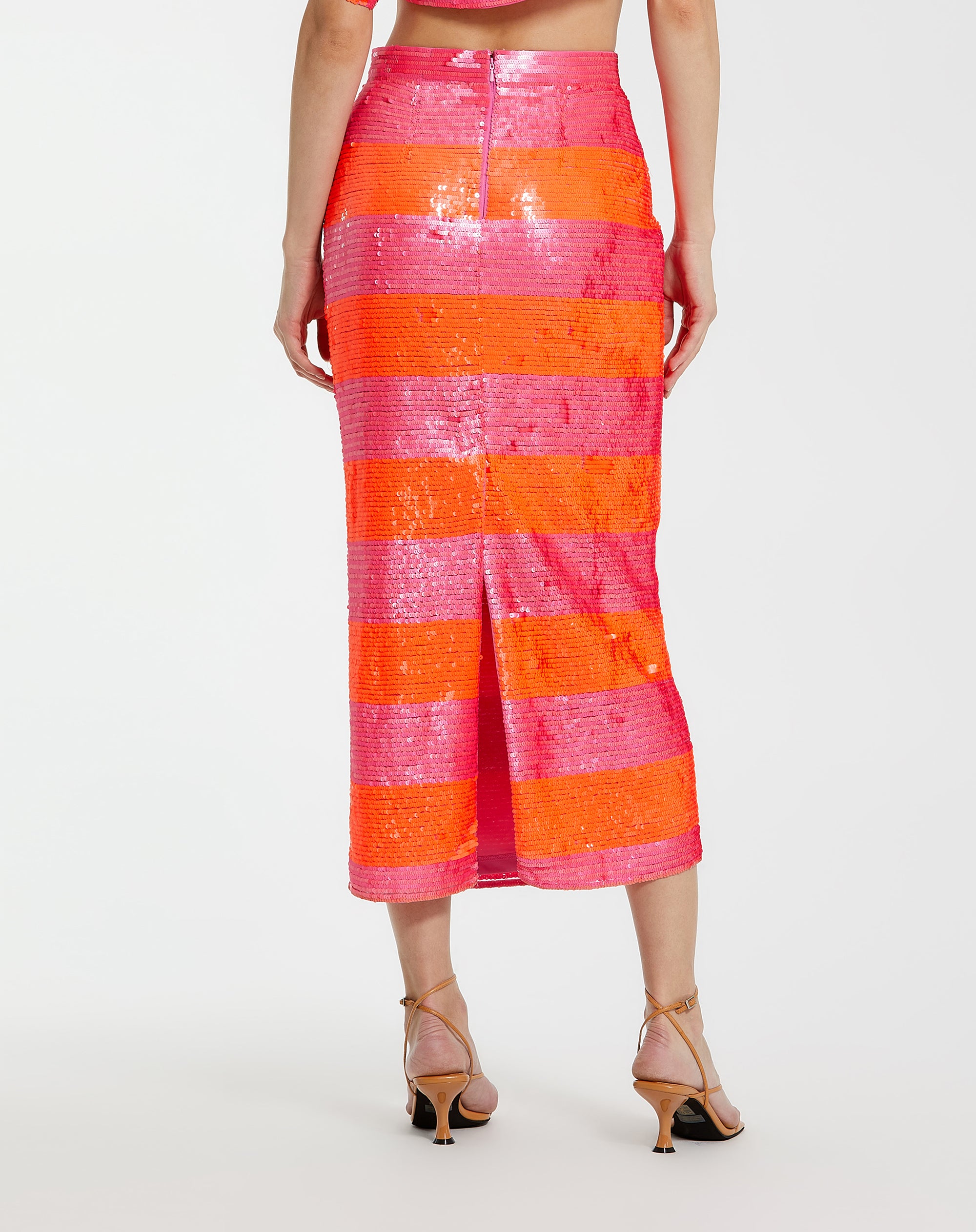 Shop Sequin Striped Classic Midi Pencil Skirt Online