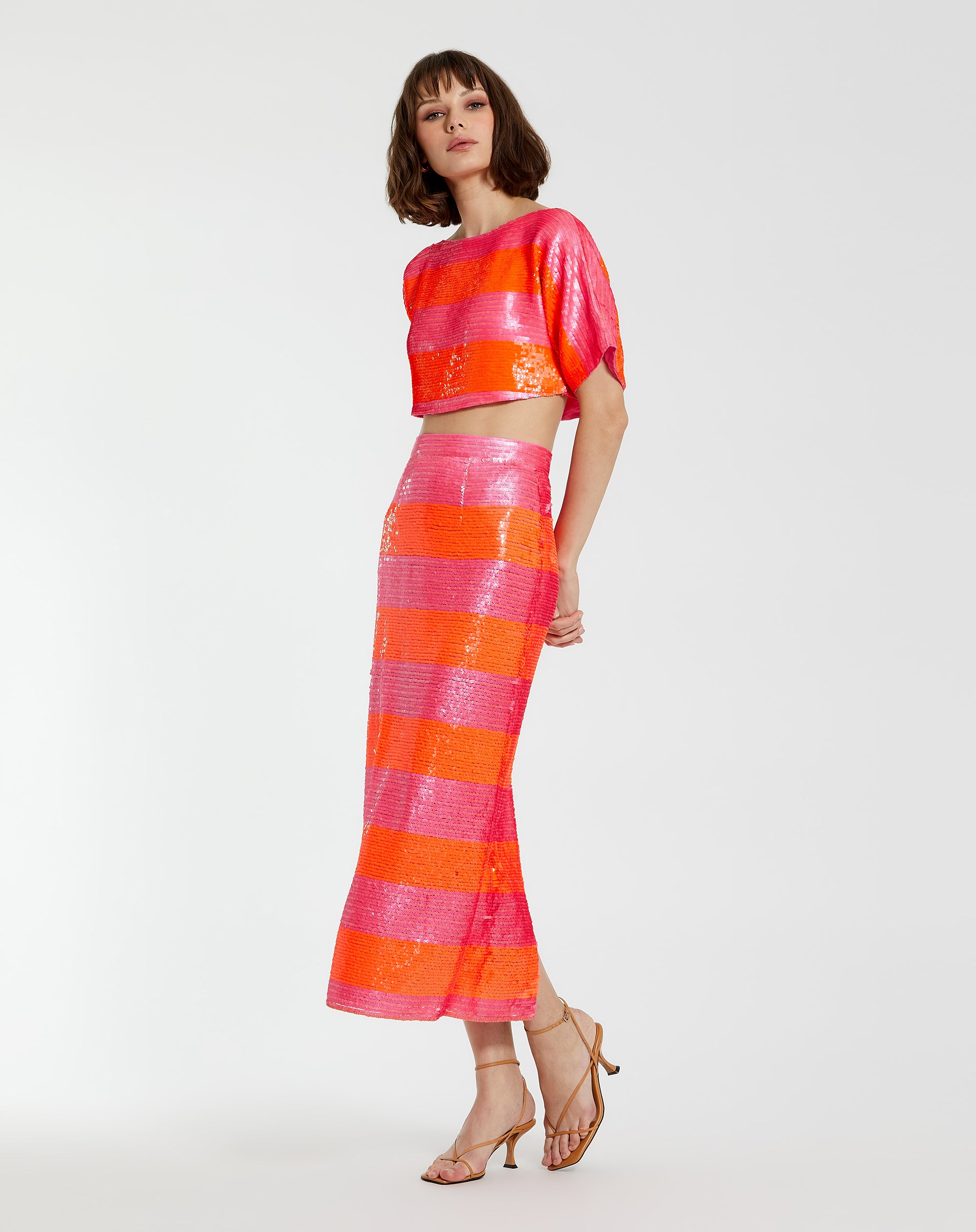 Shop Sequin Striped Short Sleeve Top Online